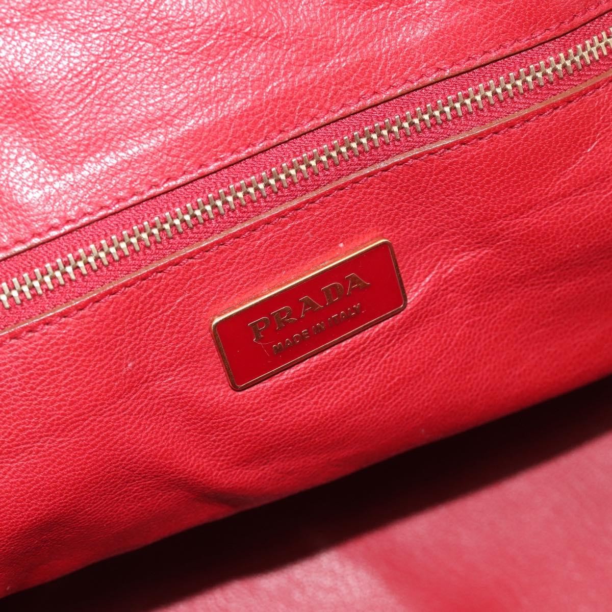 Prada Promenade Saffiano Leather Red Leather Handbag (Pre-Owned)