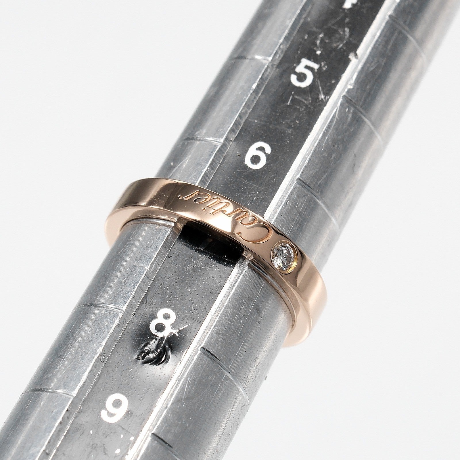 Cartier C De Cartier Wedding Band 18K Rose Gold With Diamond Gold Pink_Gold Ring Jewelry (Pre-Owned)