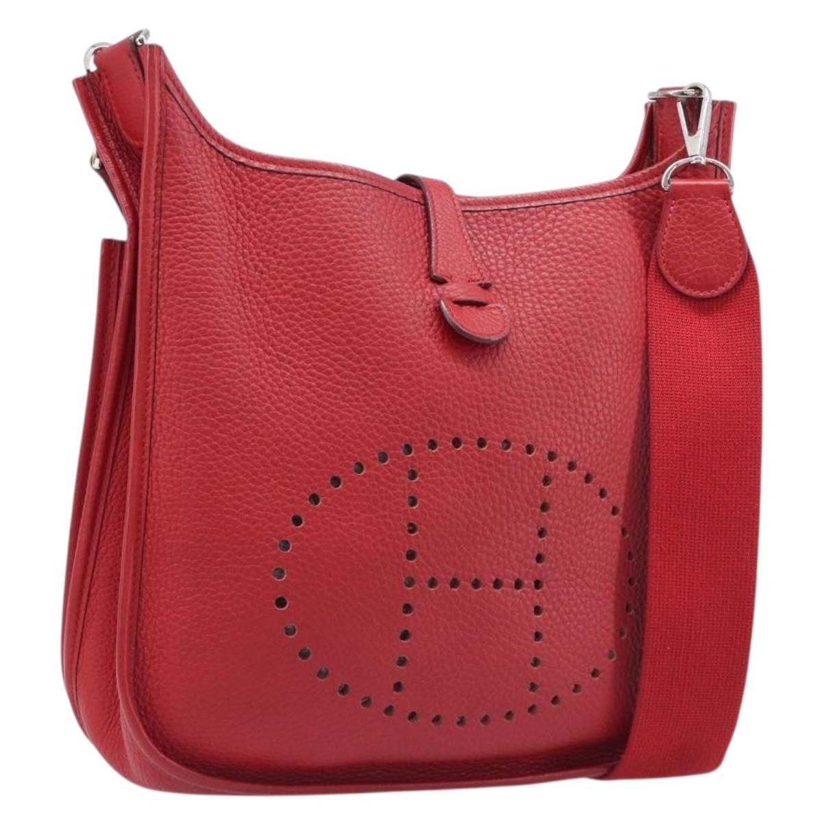 Hermes Evelyne Bag Gen Iii Clemence Red Leather Shoulder Bag Bag (Pre-Owned)