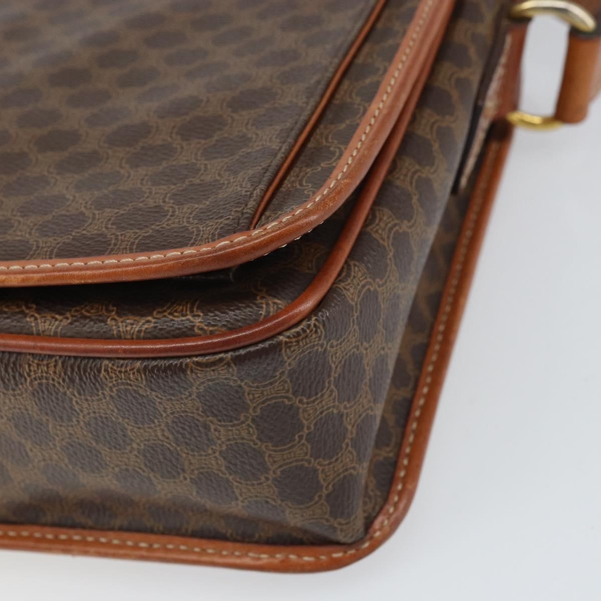 Celine Vintage Macadam Canvas And Leather Brown Canvas Shoulder Bag Bag (Pre-Owned)