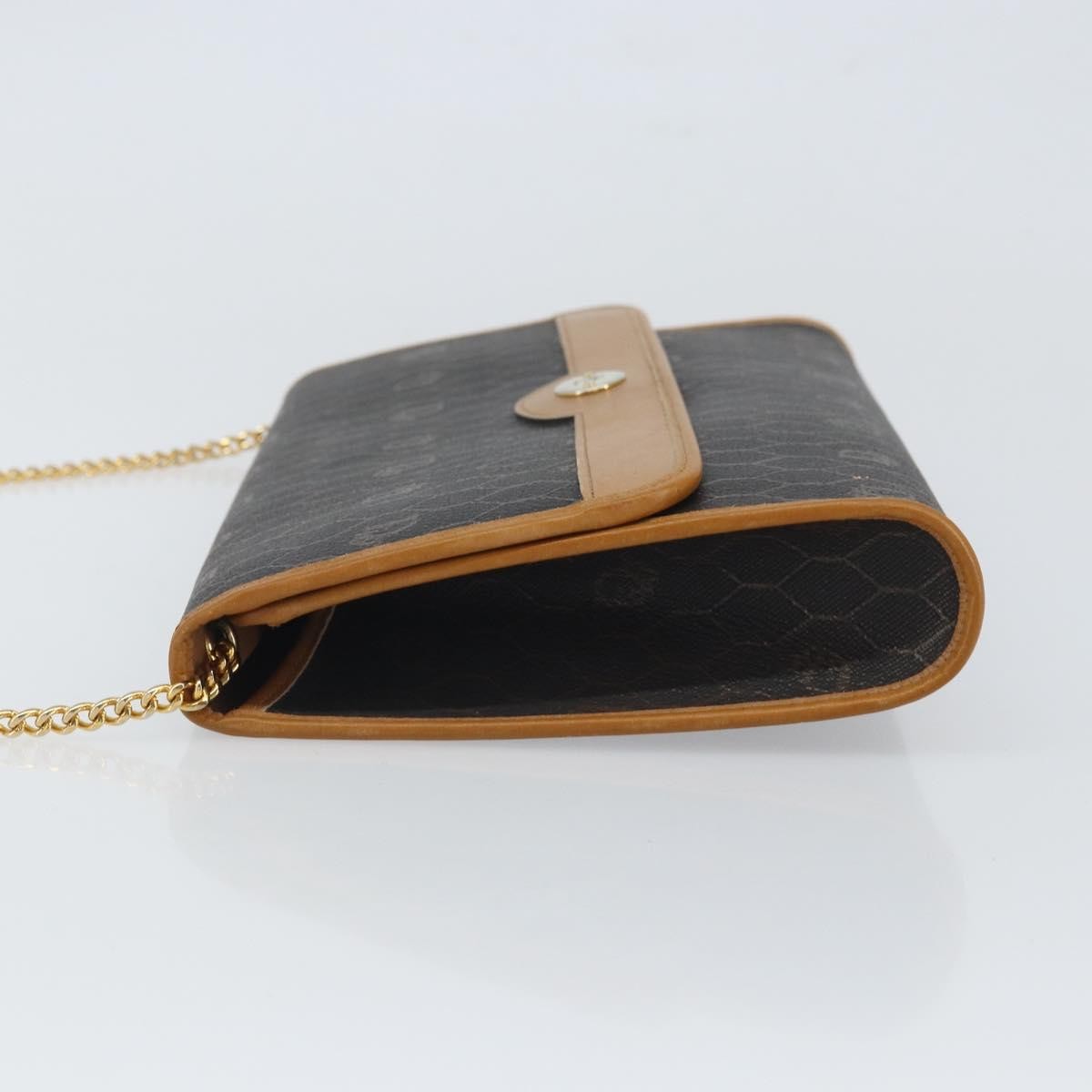Christian Dior Vintage Honeycomb Chain Canvas Black Canvas Shoulder Bag Bag (Pre-Owned)