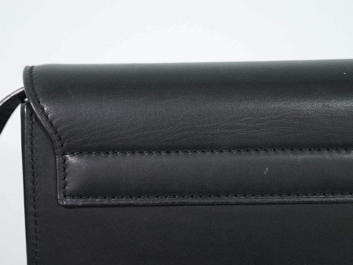 Saint Laurent Kaia Leather Black Leather Shoulder Bag Bag (Pre-Owned)