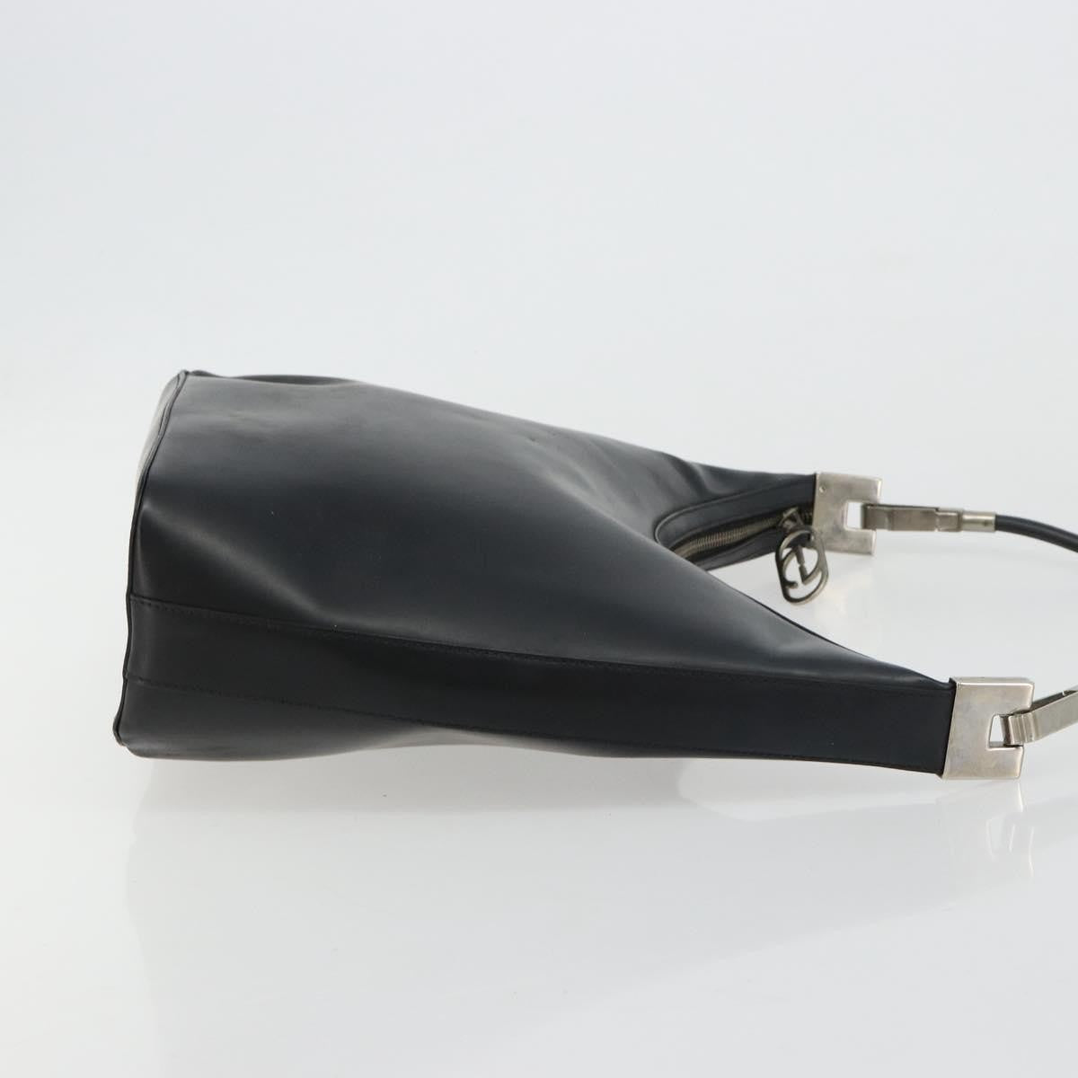 Gucci Zip Hobo Leather Black Leather Handbag (Pre-Owned)