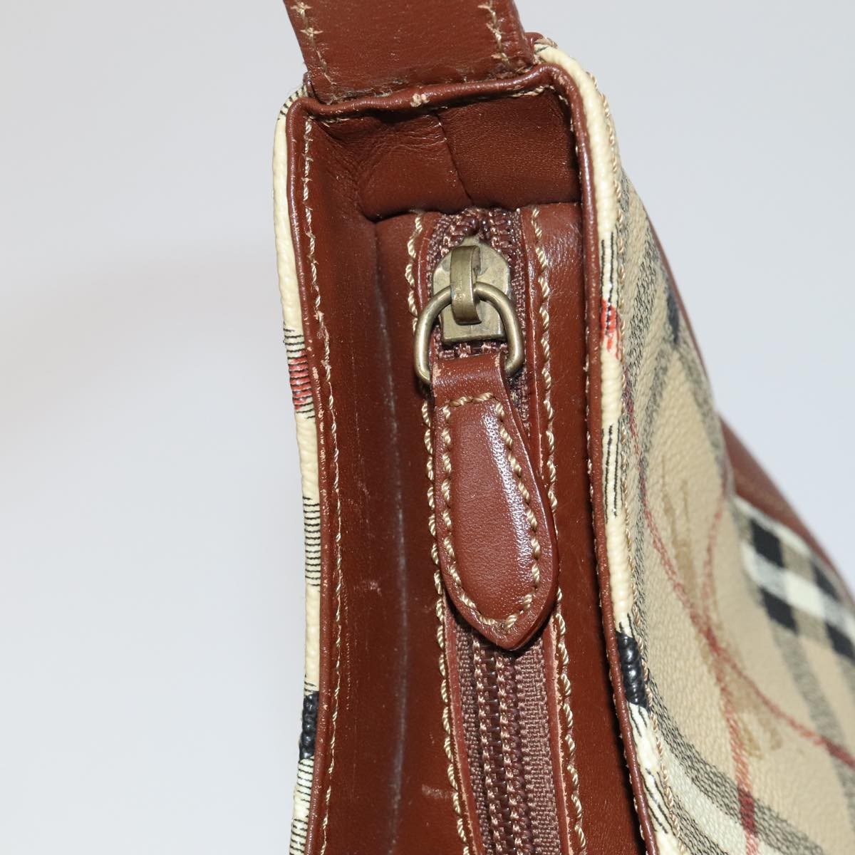 Burberry Shoulder Haymarket Coated Canvas Beige Pvc Bag (Pre-Owned)