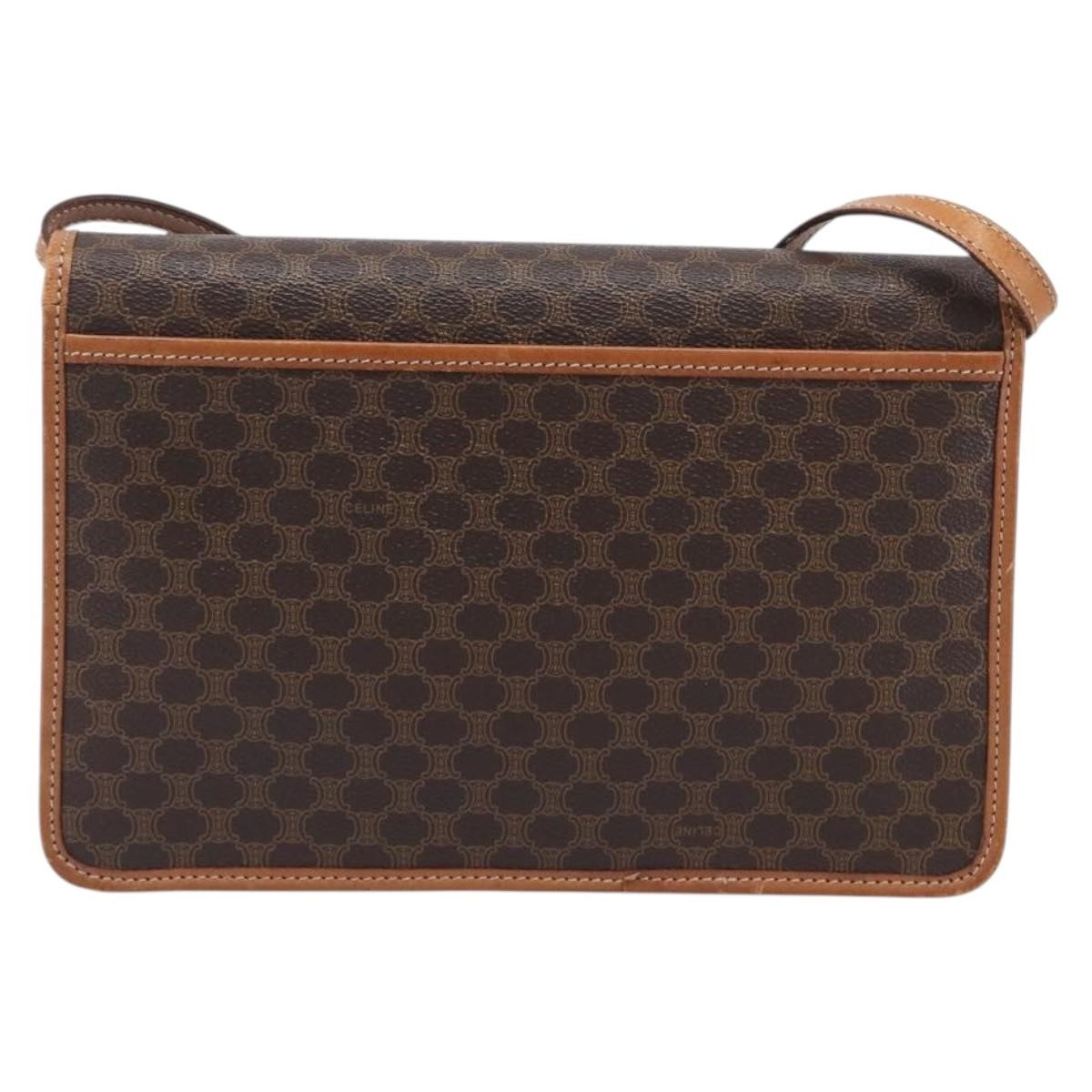 Celine Macadam Shoulder Canvas Brown Canvas Crossbody Bag Bag (Pre-Owned)