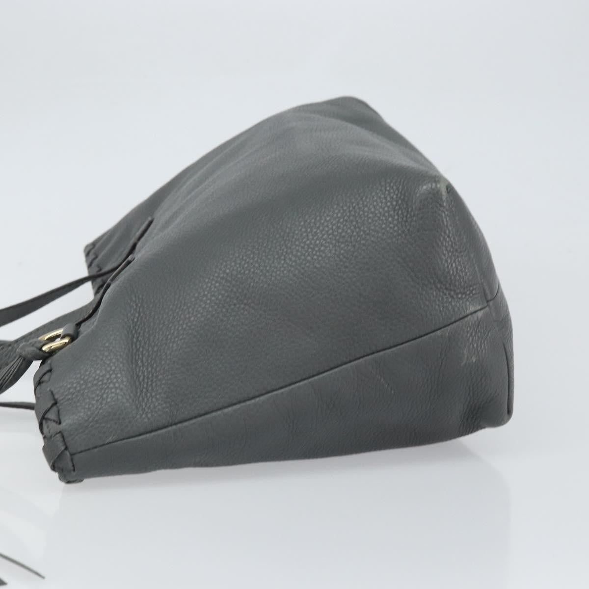 Gucci Bamboo Tassel Tote Leather Gray Leather Tote Bag Bag (Pre-Owned)