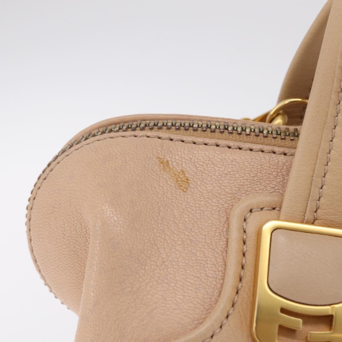 Fendi Chameleon Satchel Leather Beige Leather Handbag (Pre-Owned)