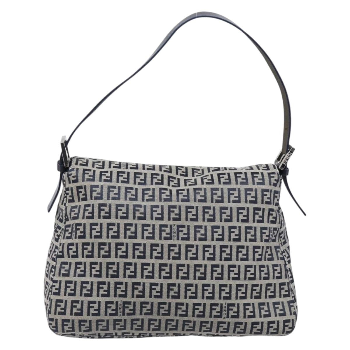 Fendi Zucchino Canvas Mamma Baguette Canvas Navy Canvas Shoulder Bag Bag (Pre-Owned)