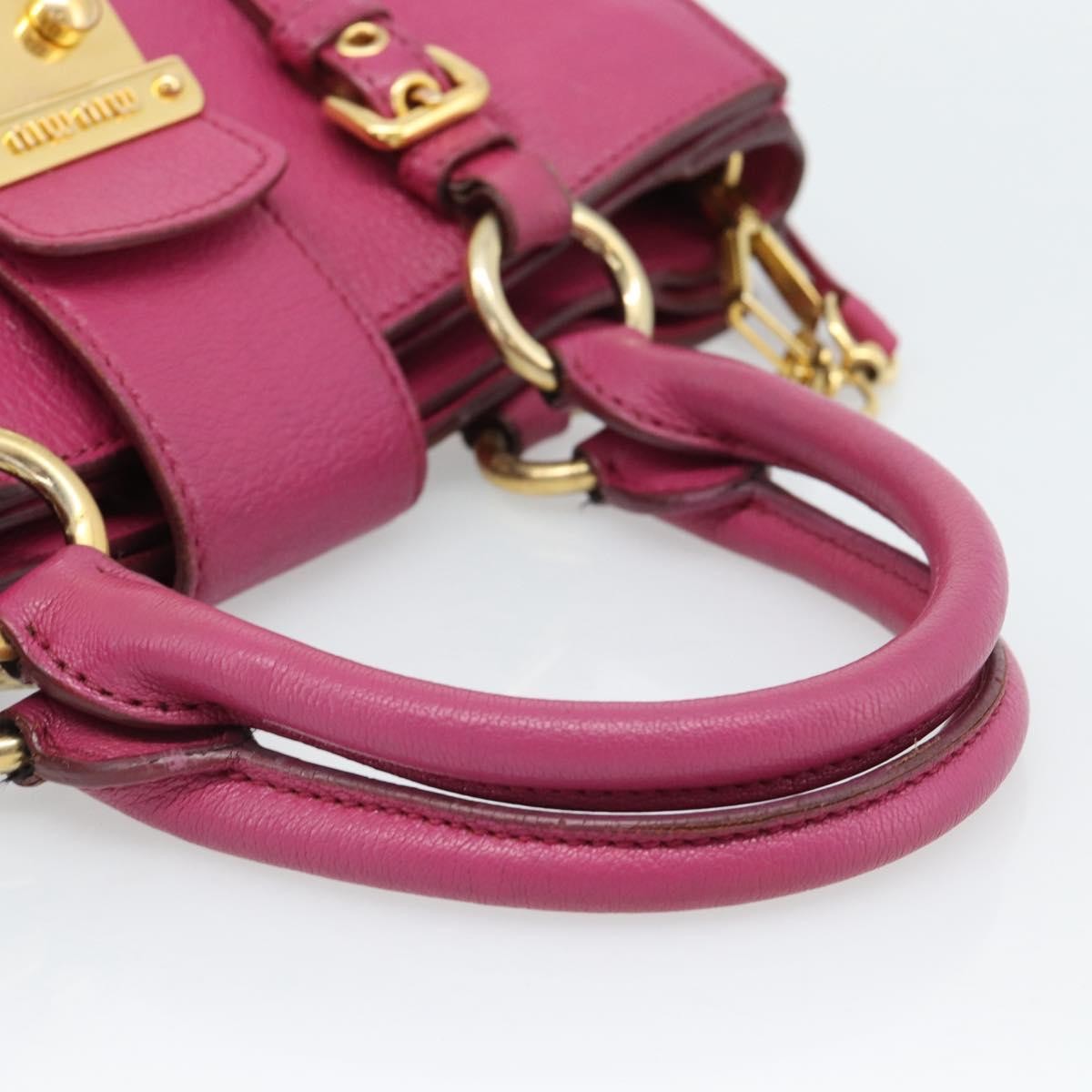 Miu Miu Madras Convertible Lock Leather Pink Leather Tote Bag Bag (Pre-Owned)