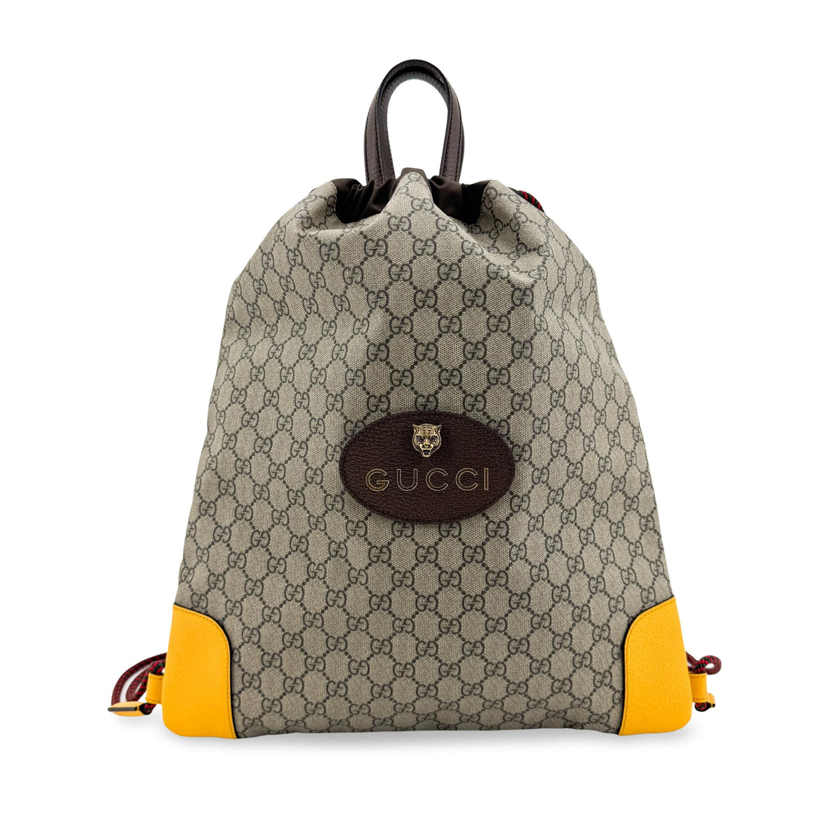 Gucci Neo Vintage Drawstring Gg Coated Canvas Beige Canvas Backpack Bag (Pre-Owned)