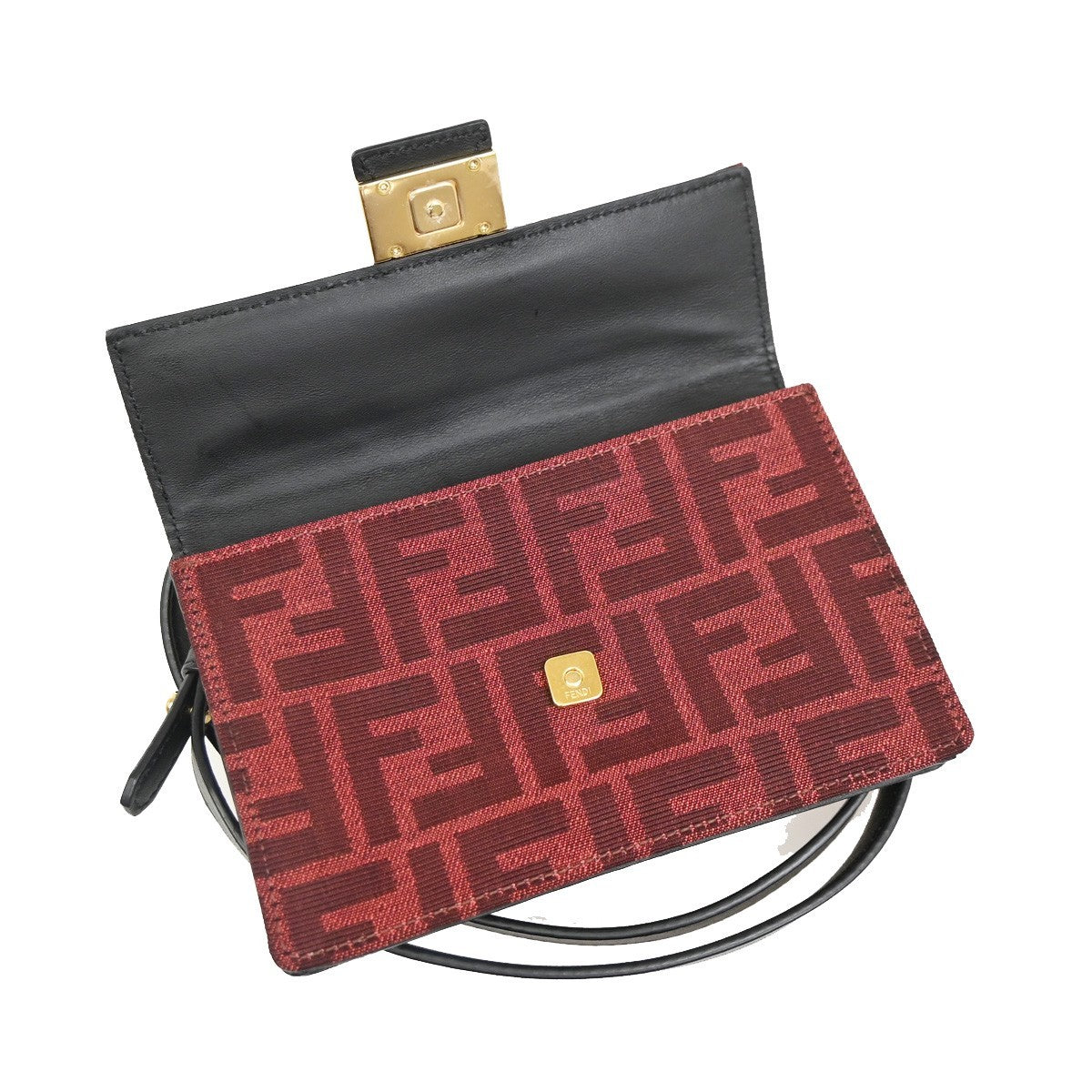 Fendi Baguette Convertible Pouch Zucca Canvas Burgundy Canvas Clutche & Pouche Bag (Pre-Owned)