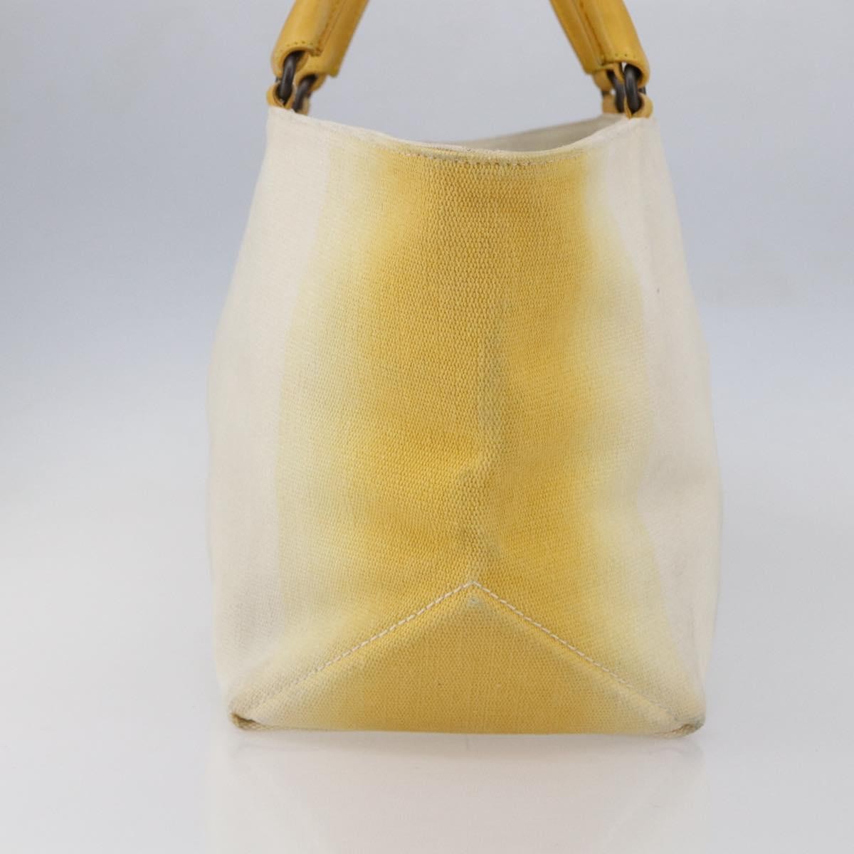 Bottega Veneta Braided Handle Open Canvas With Leather Yellow Canvas Bag (Pre-Owned)