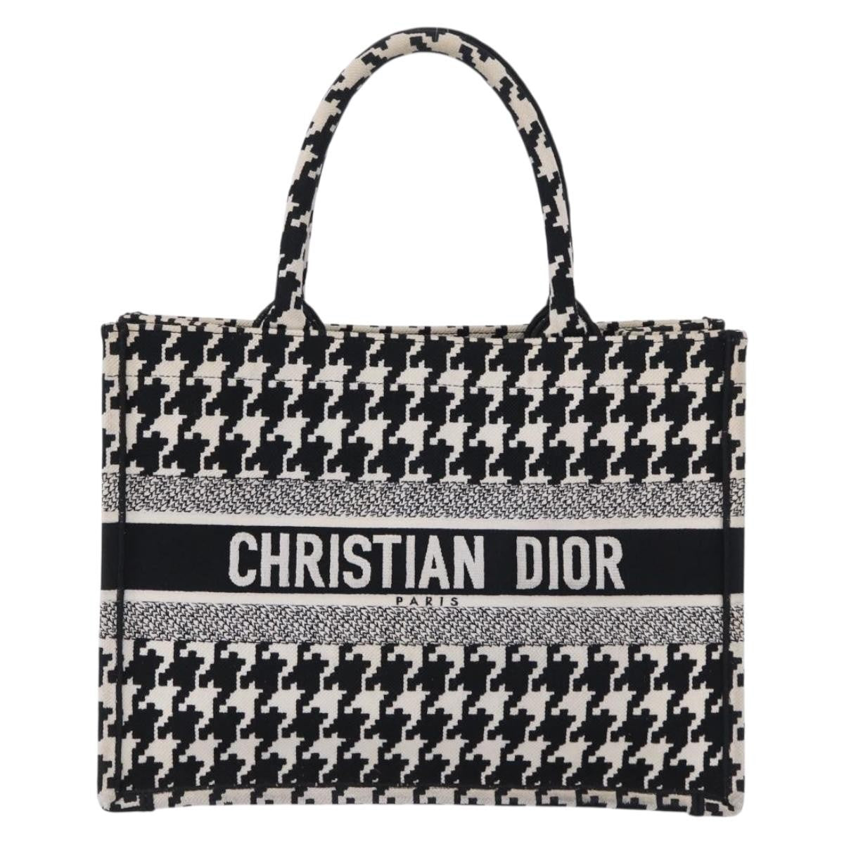 Christian Dior Book Houndstooth Canvas Black Canvas Tote Bag Bag (Pre-Owned)