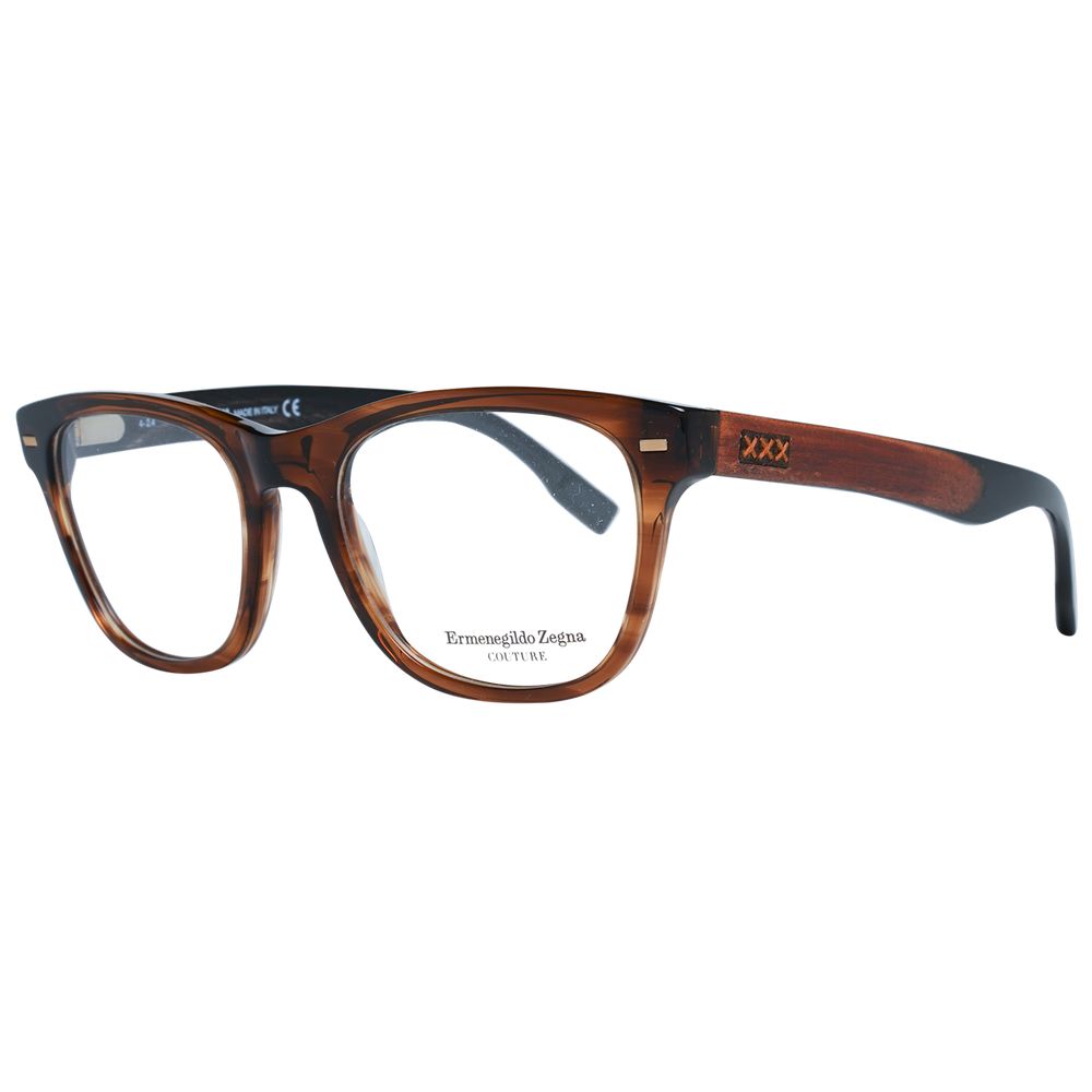 Ermenegildo Zegna Brown Plastic Glasses Men's (Frames)