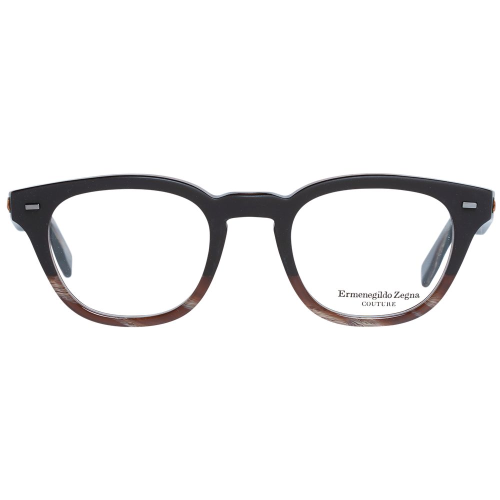 Ermenegildo Zegna Brown Plastic Glasses Men's (Frames)