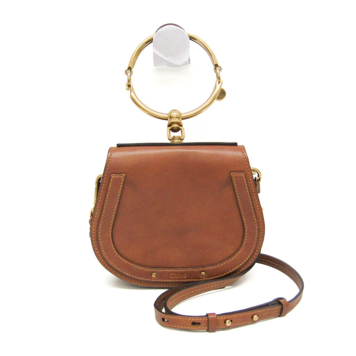 Chloe Nile Studded Suede And Leather Brown Leather Crossbody Bag Bag (Pre-Owned)