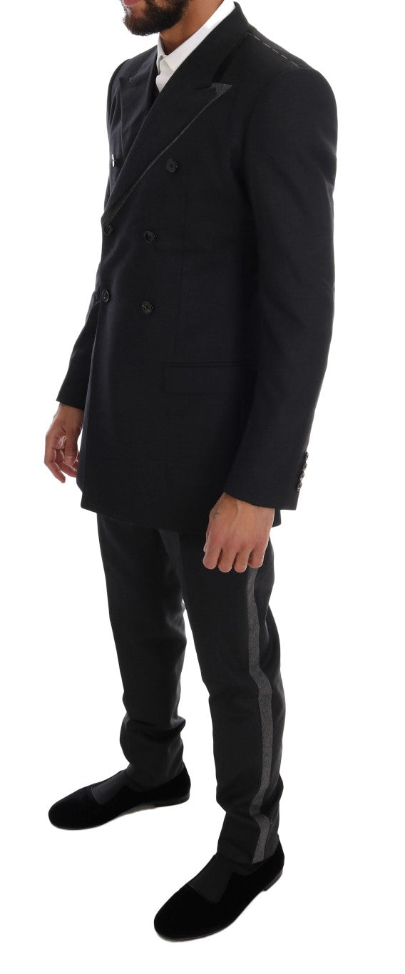 Dolce & Gabbana Gray Wool Double Breasted 3 Piece Men's Suit