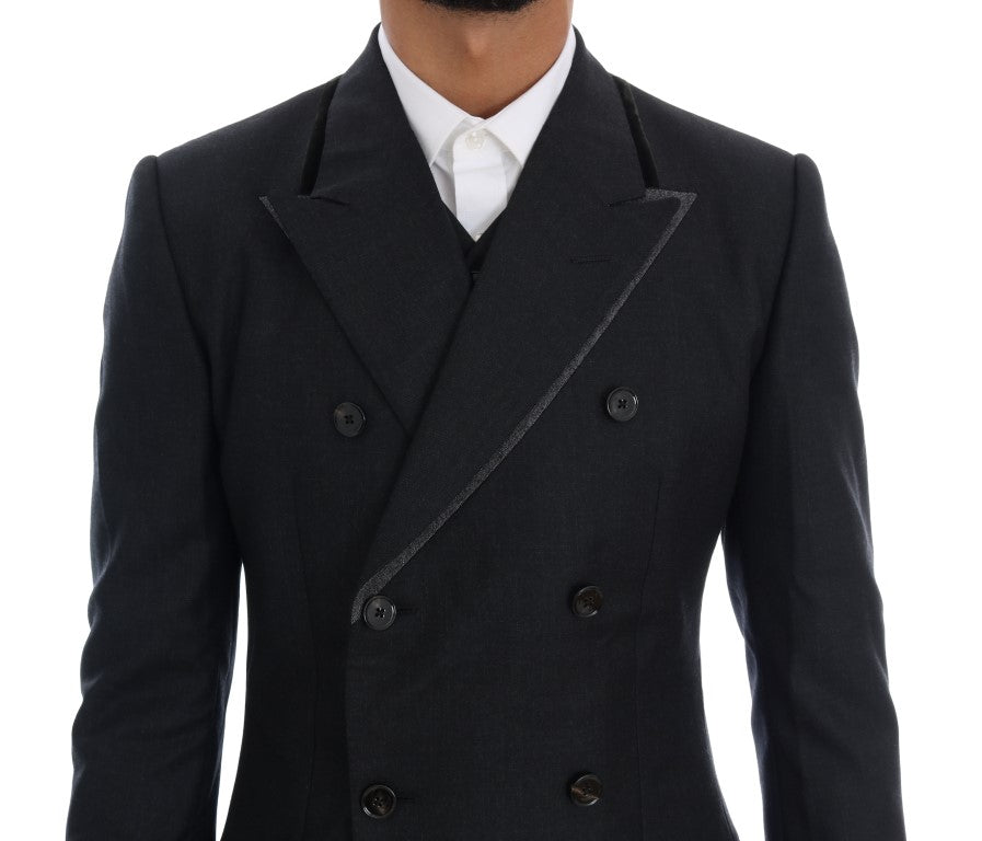 Dolce & Gabbana Gray Wool Double Breasted 3 Piece Men's Suit