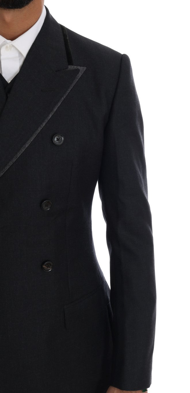 Dolce & Gabbana Gray Wool Double Breasted 3 Piece Men's Suit
