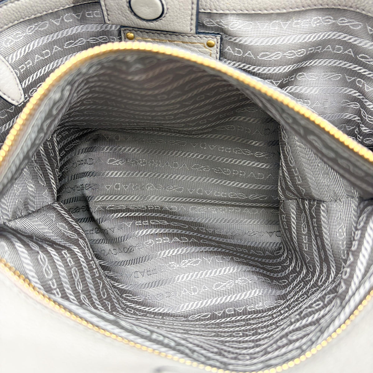 Prada Shoulder Bag Leather Gray Calfskin Shoulder Bag Bag (Pre-Owned)