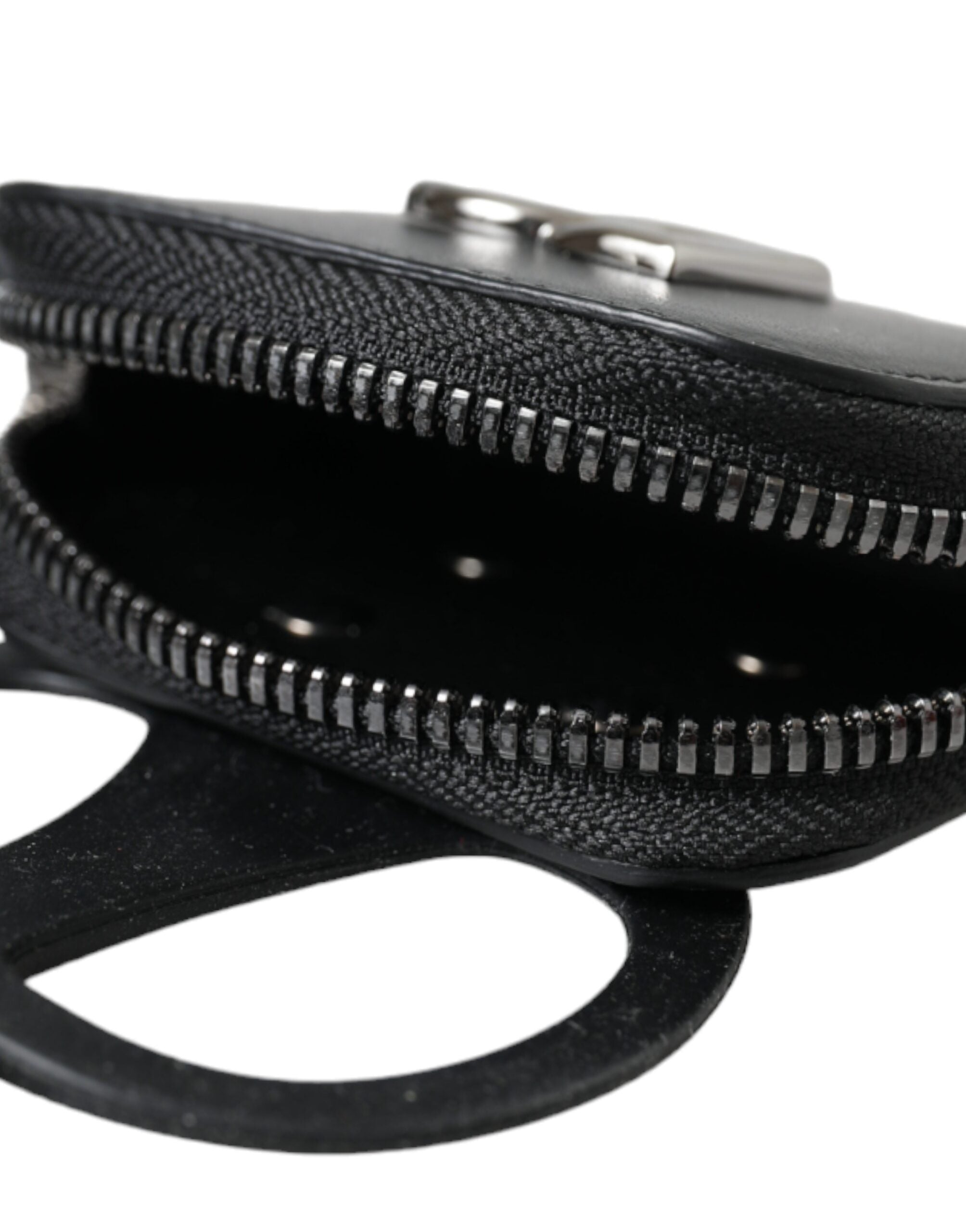 Dolce & Gabbana Black Calfskin Leather DG Logo Coin Purse Lanyard Men's Wallet