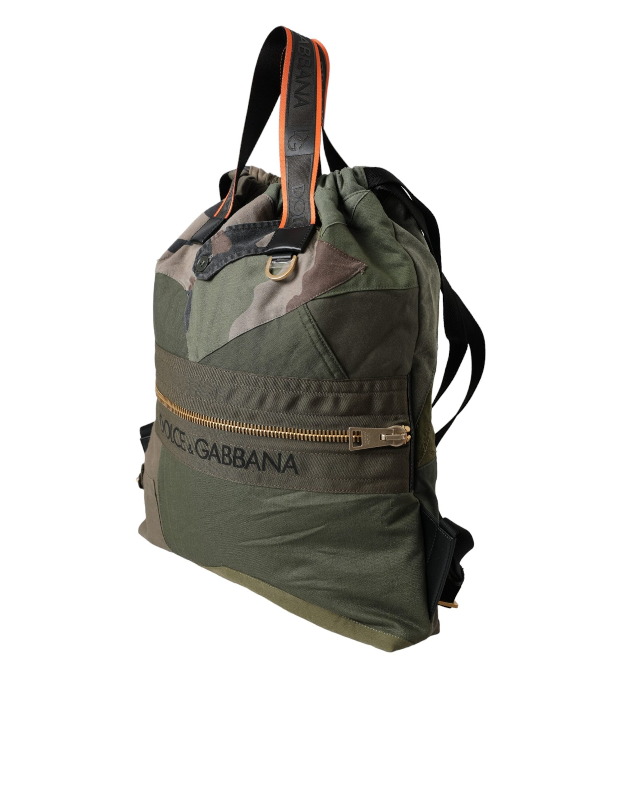 Dolce & Gabbana Military Green Patchwork Rucksack Backpack Men's Bag