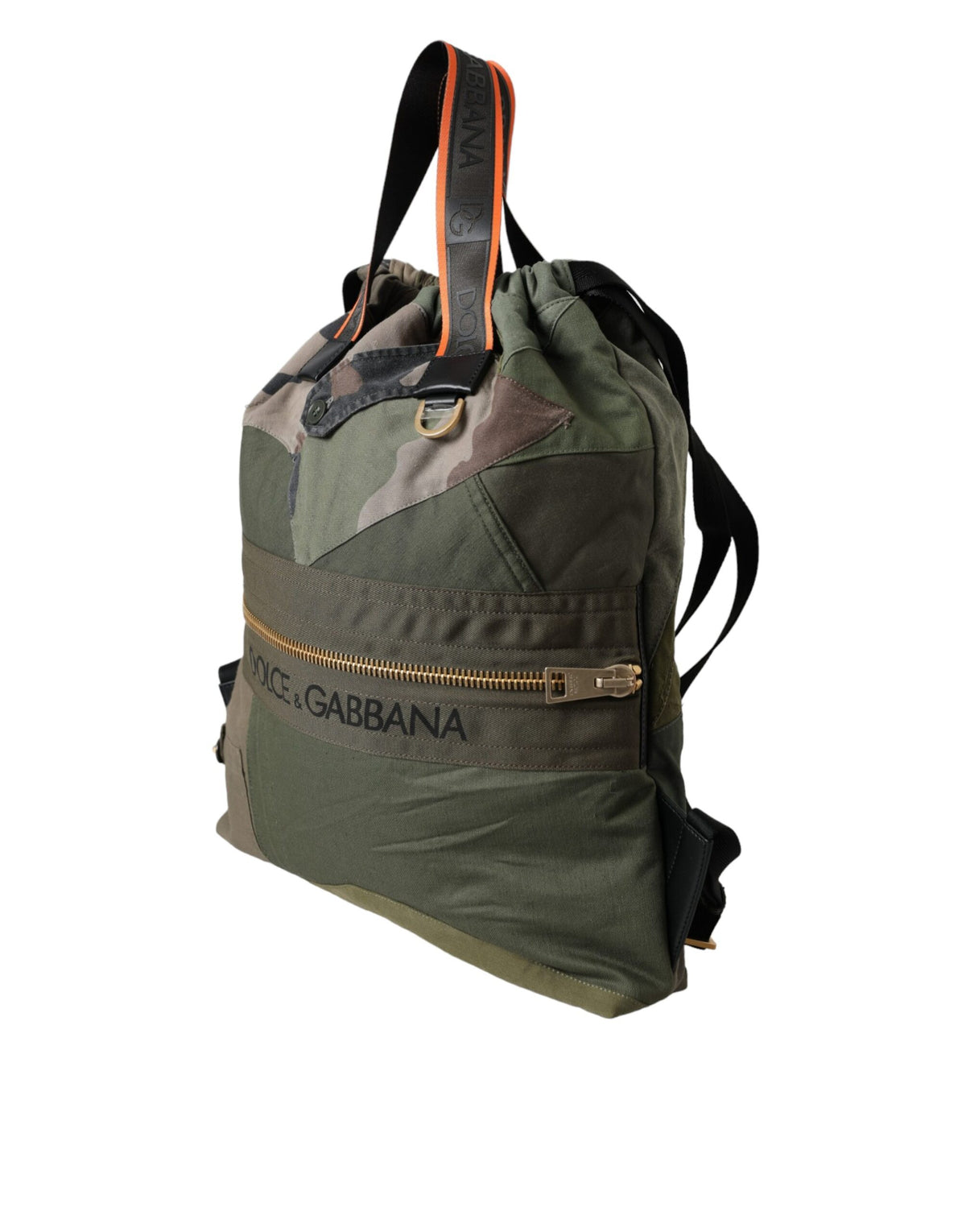 Dolce & Gabbana Military Green Patchwork Rucksack Backpack Men's Bag