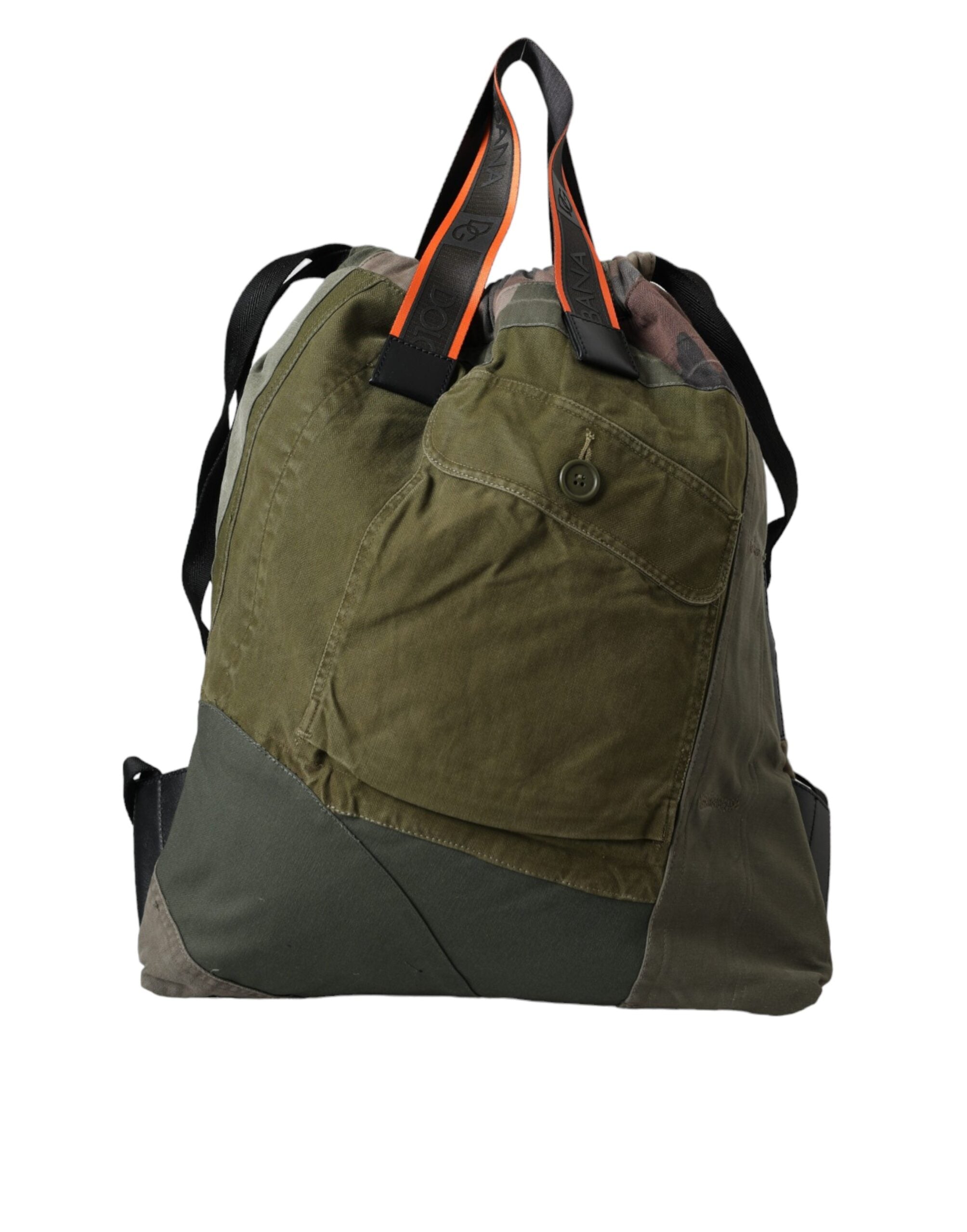Dolce & Gabbana Military Green Patchwork Rucksack Backpack Men's Bag