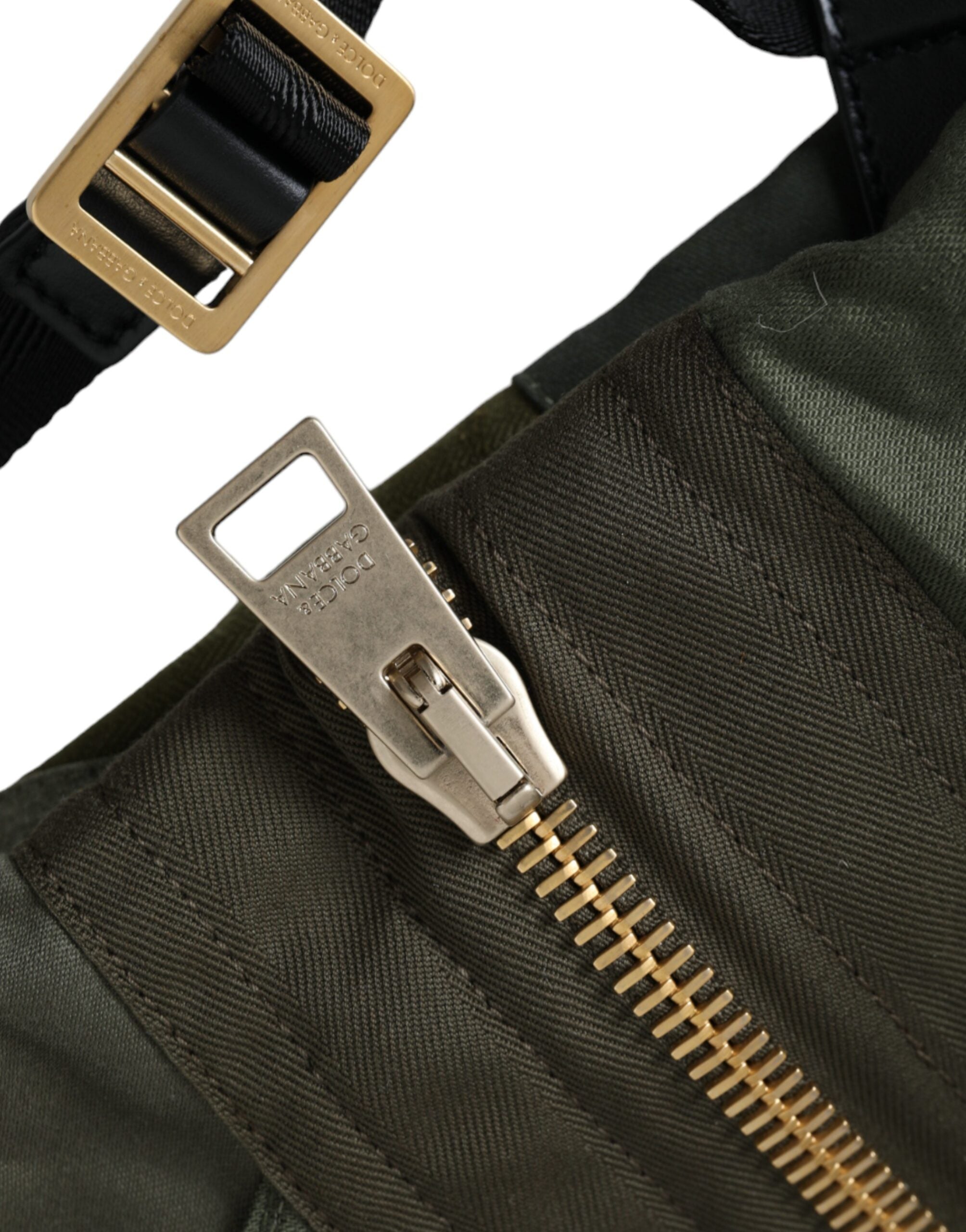 Dolce & Gabbana Military Green Patchwork Rucksack Backpack Men's Bag