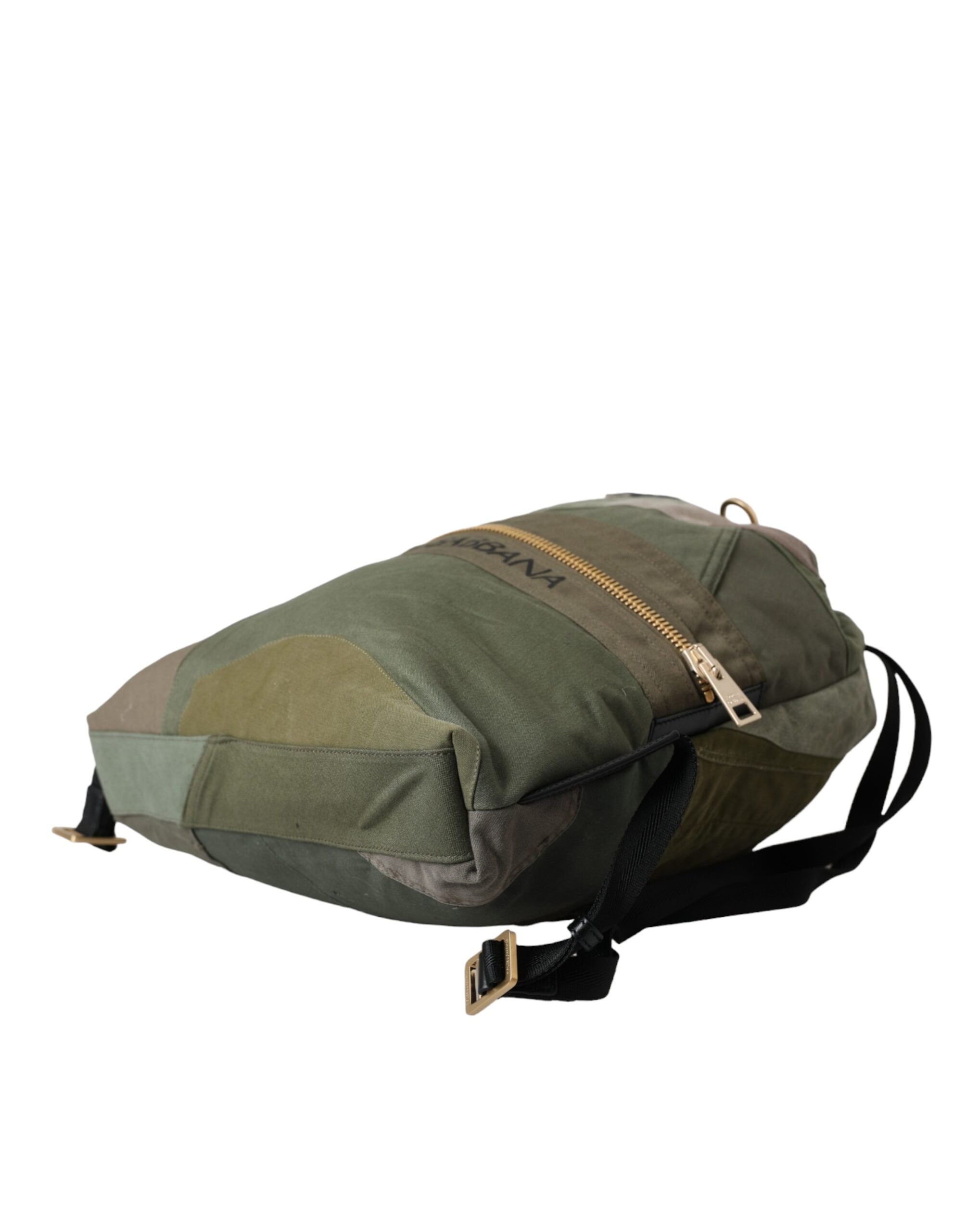 Dolce & Gabbana Military Green Patchwork Rucksack Backpack Men's Bag