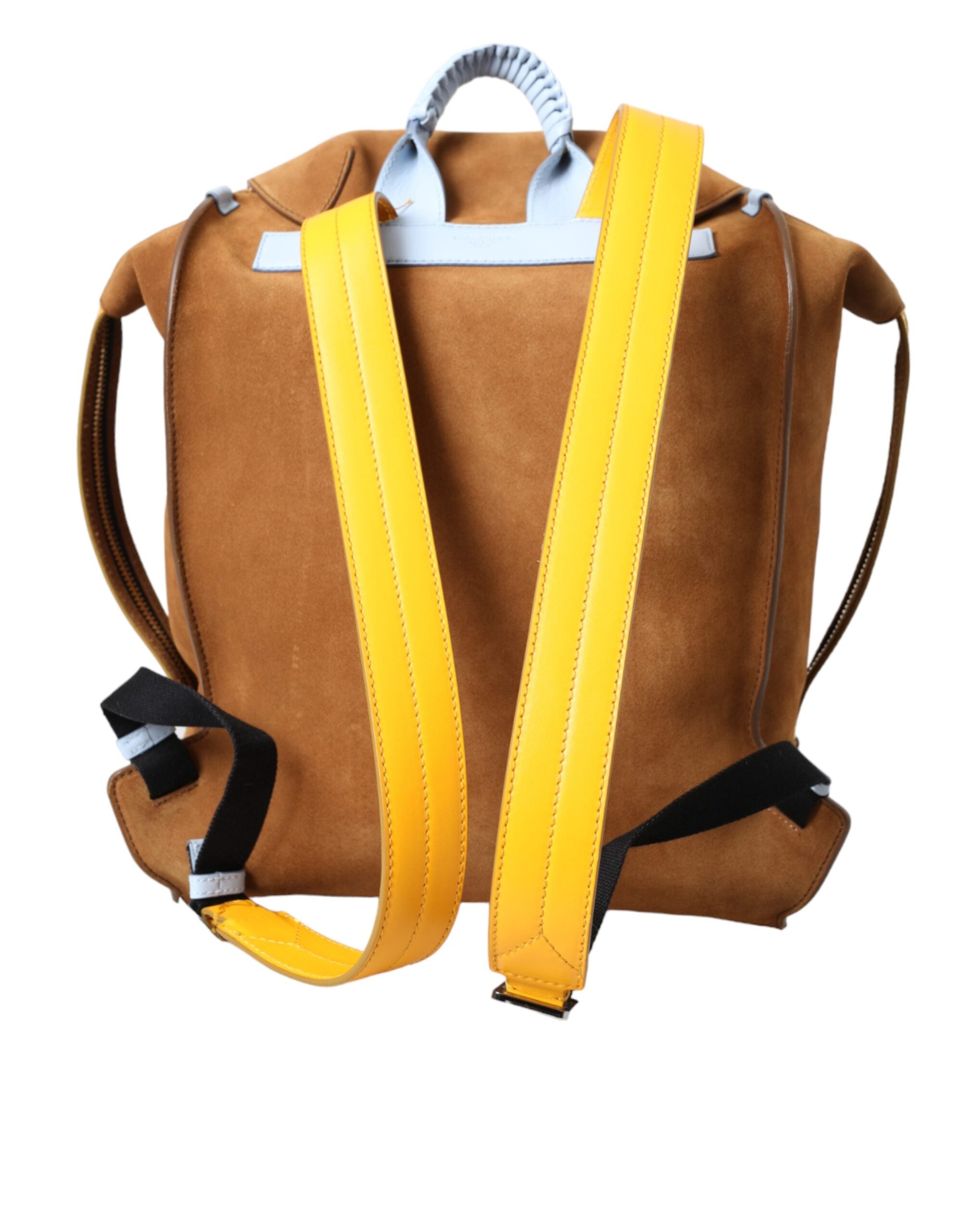 Dolce & Gabbana Brown Yellow Suede Leather Logo Backpack Men's Bag (Pre-Owned)