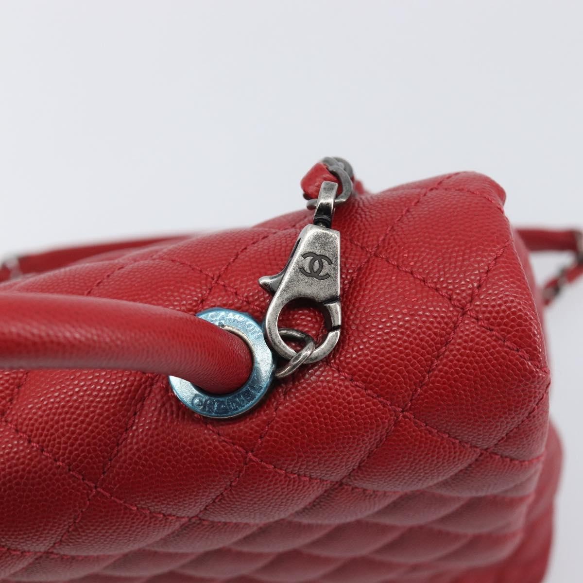 Chanel Coco Top Handle Caviar Red Calfskin Handbag (Pre-Owned)