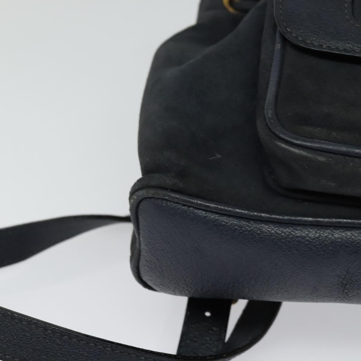 Gucci Gucci Bamboo Daim Navy Suede Backpack Bag (Pre-Owned)