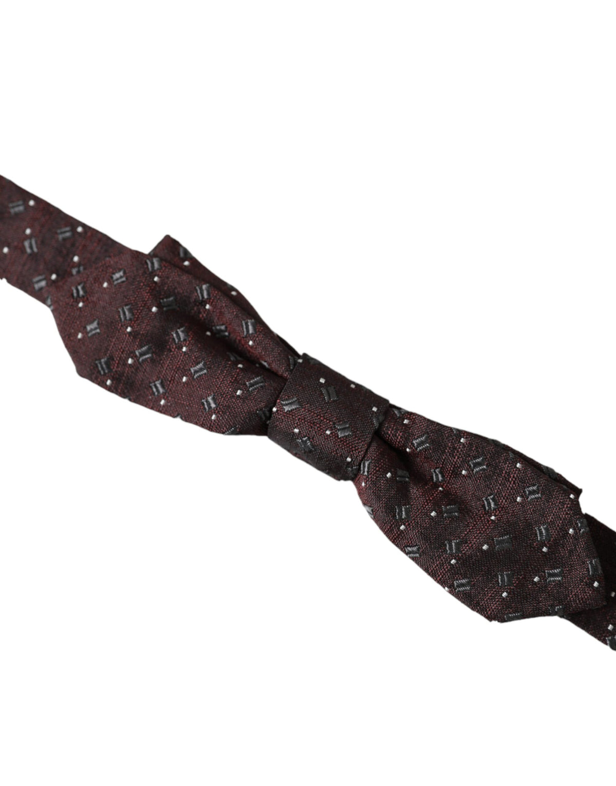 Dolce & Gabbana Maroon Silk Patterned Adjustable Neck Papillon Bow Men's Tie