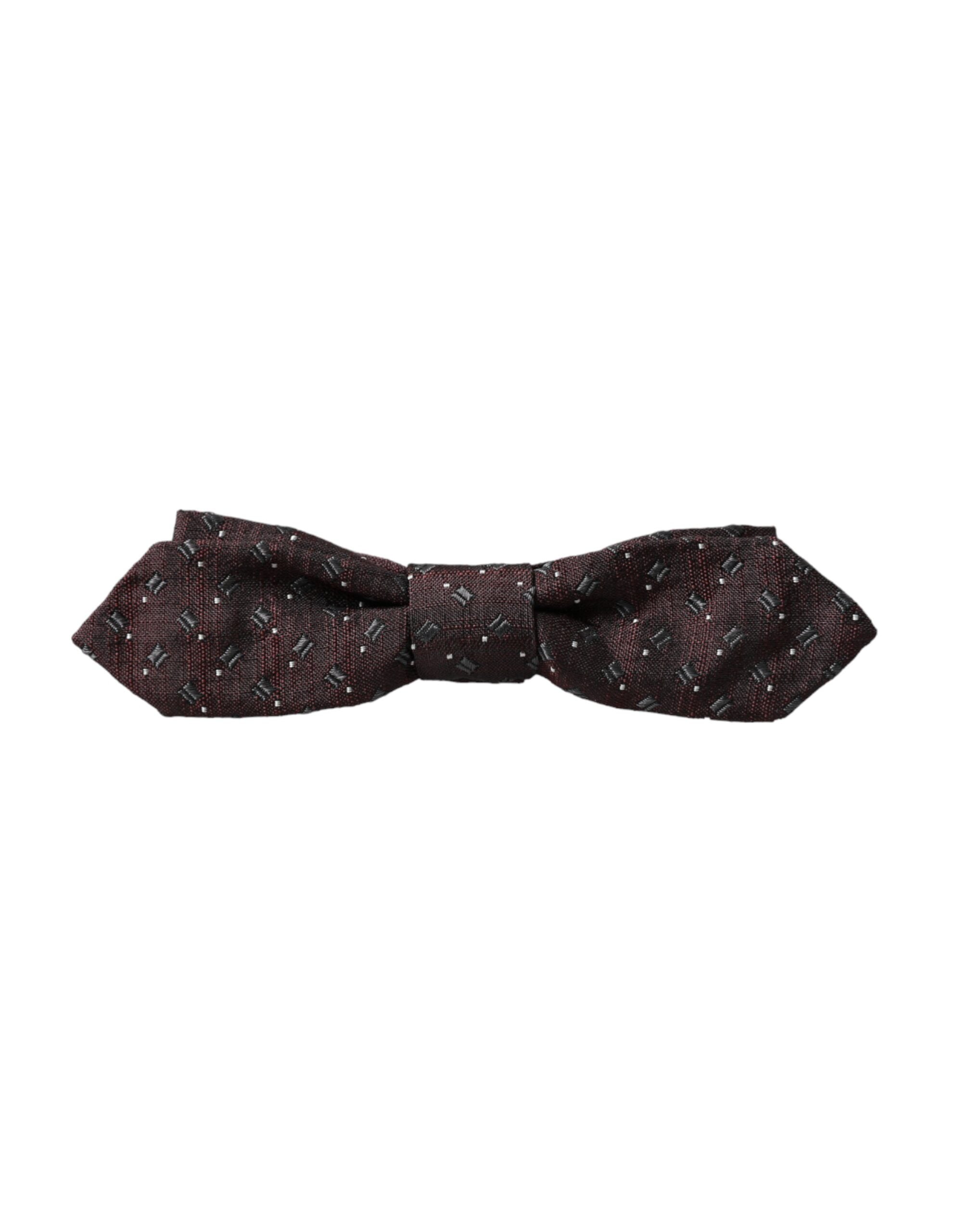 Dolce & Gabbana Maroon Silk Patterned Adjustable Neck Papillon Bow Men's Tie