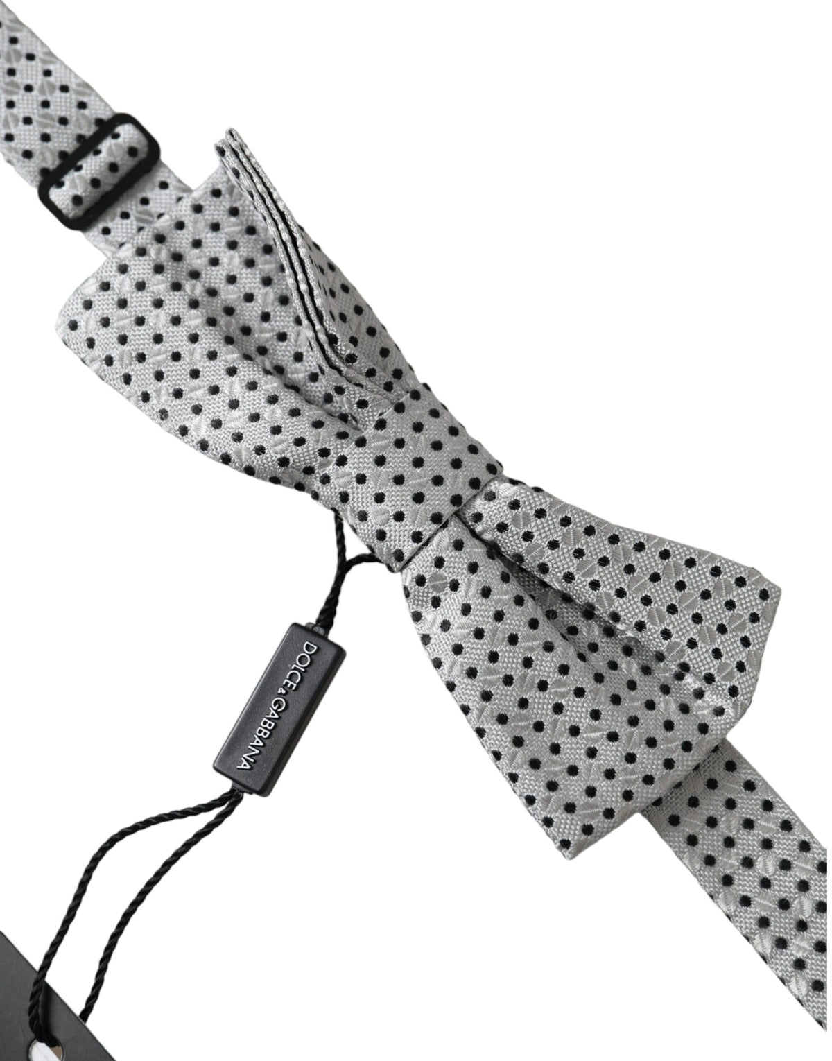 Dolce & Gabbana Gray Silk Polka Dot Adjustable Neck Men Papillon Bow Men's Tie