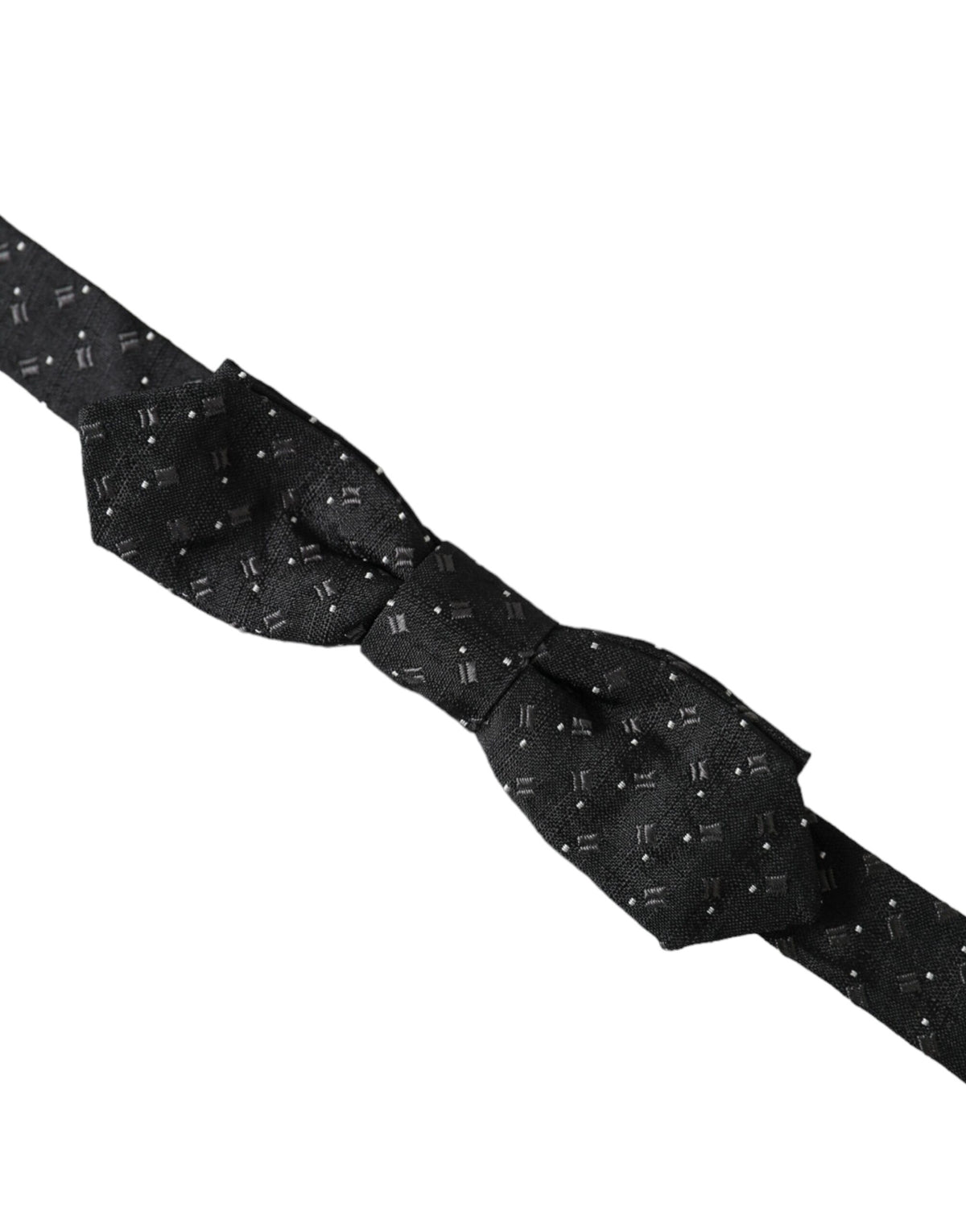 Dolce & Gabbana Black Silk Patterned Adjustable Neck Men Papillon Bow Men's Tie
