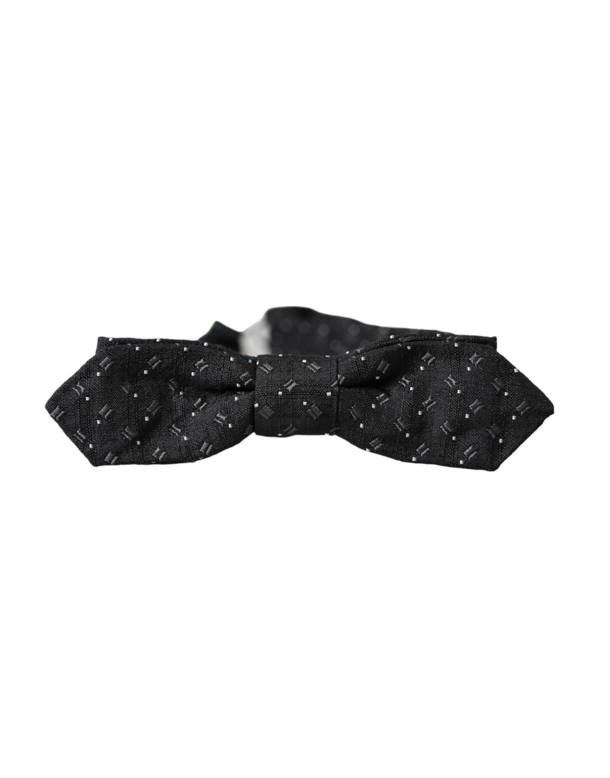 Dolce & Gabbana Black Silk Patterned Adjustable Neck Men Papillon Bow Men's Tie