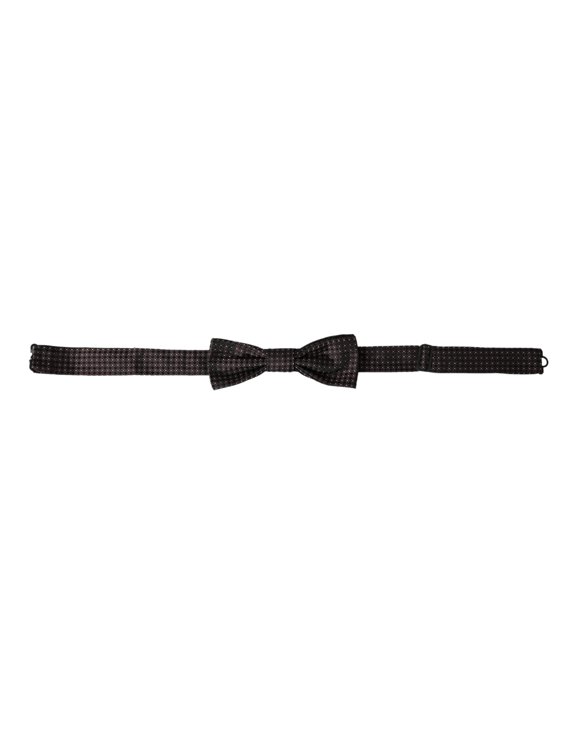 Dolce & Gabbana Black Silk Polka Dot Adjustable Neck Men Papillon Bow Tie