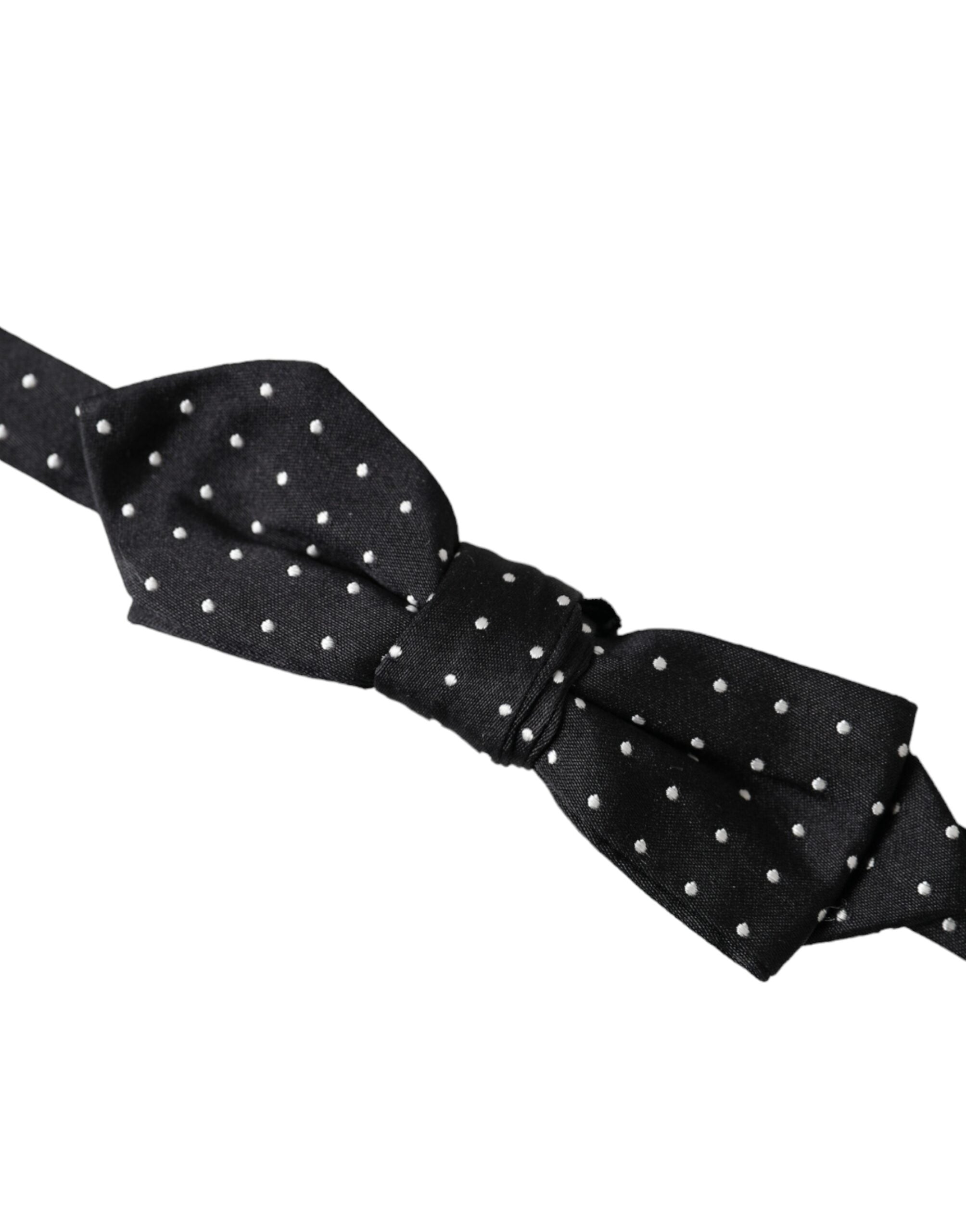 Dolce & Gabbana Black Silk Polka Dot Adjustable Neck Men Papillon Bow Men's Tie