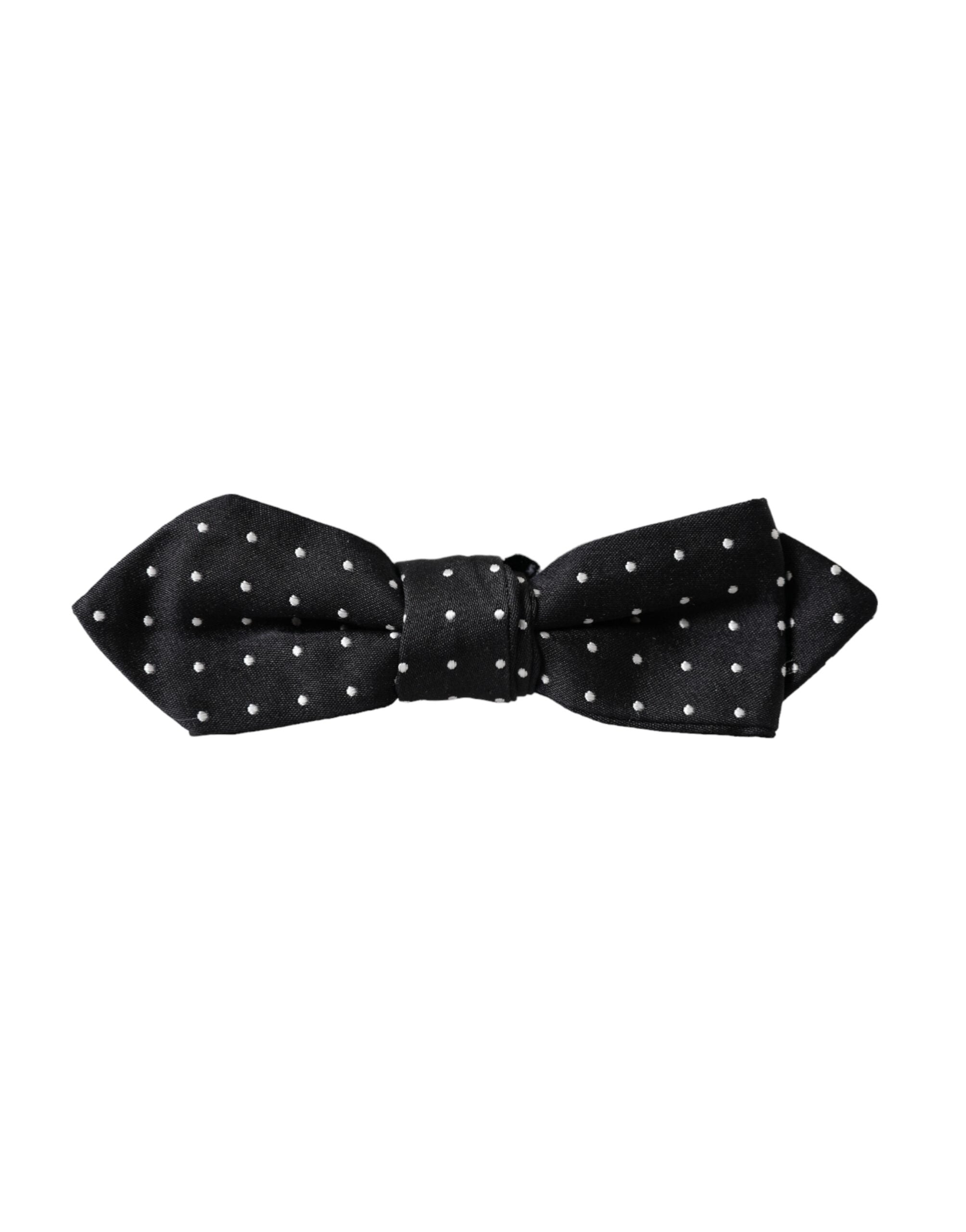 Dolce & Gabbana Black Silk Polka Dot Adjustable Neck Men Papillon Bow Men's Tie