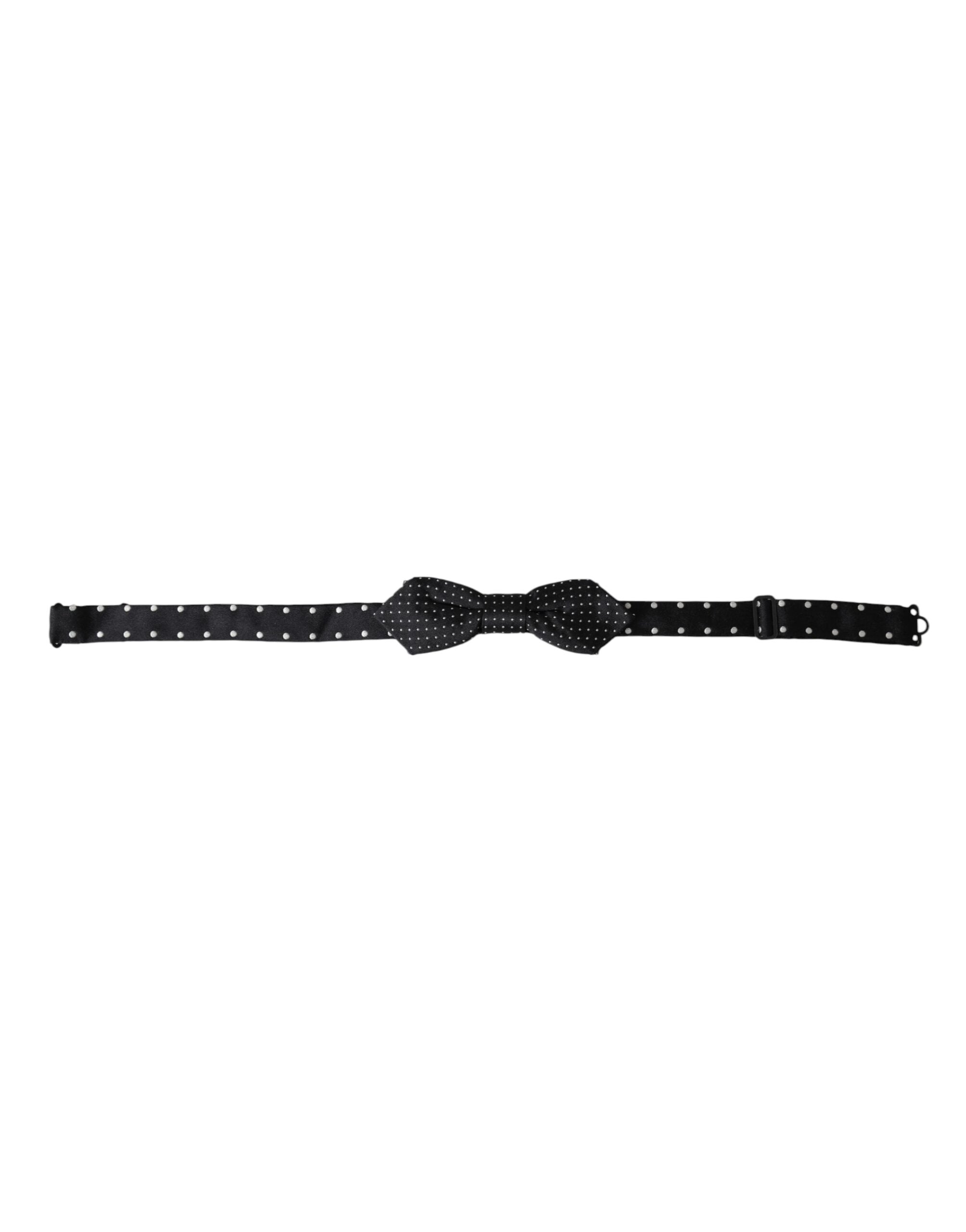 Dolce & Gabbana Black Silk Polka Dot Adjustable Neck Men Papillon Bow Men's Tie