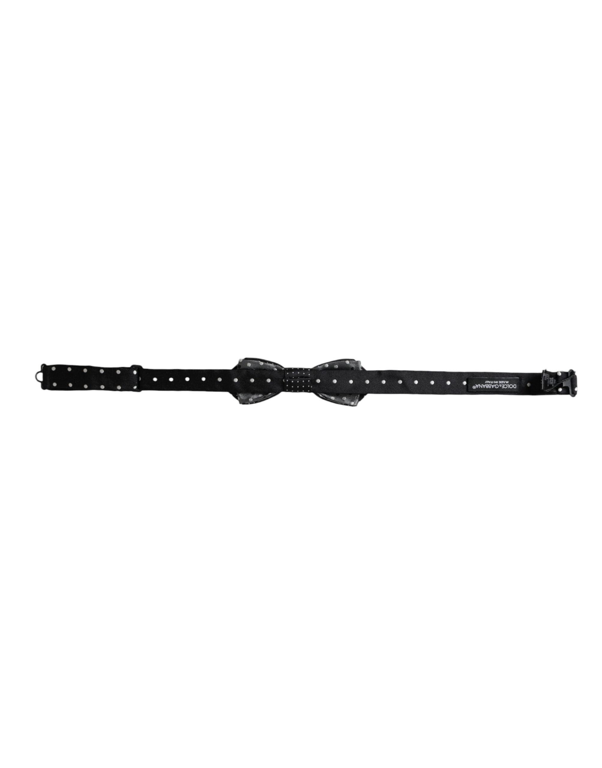 Dolce & Gabbana Black Silk Polka Dot Adjustable Neck Men Papillon Bow Men's Tie