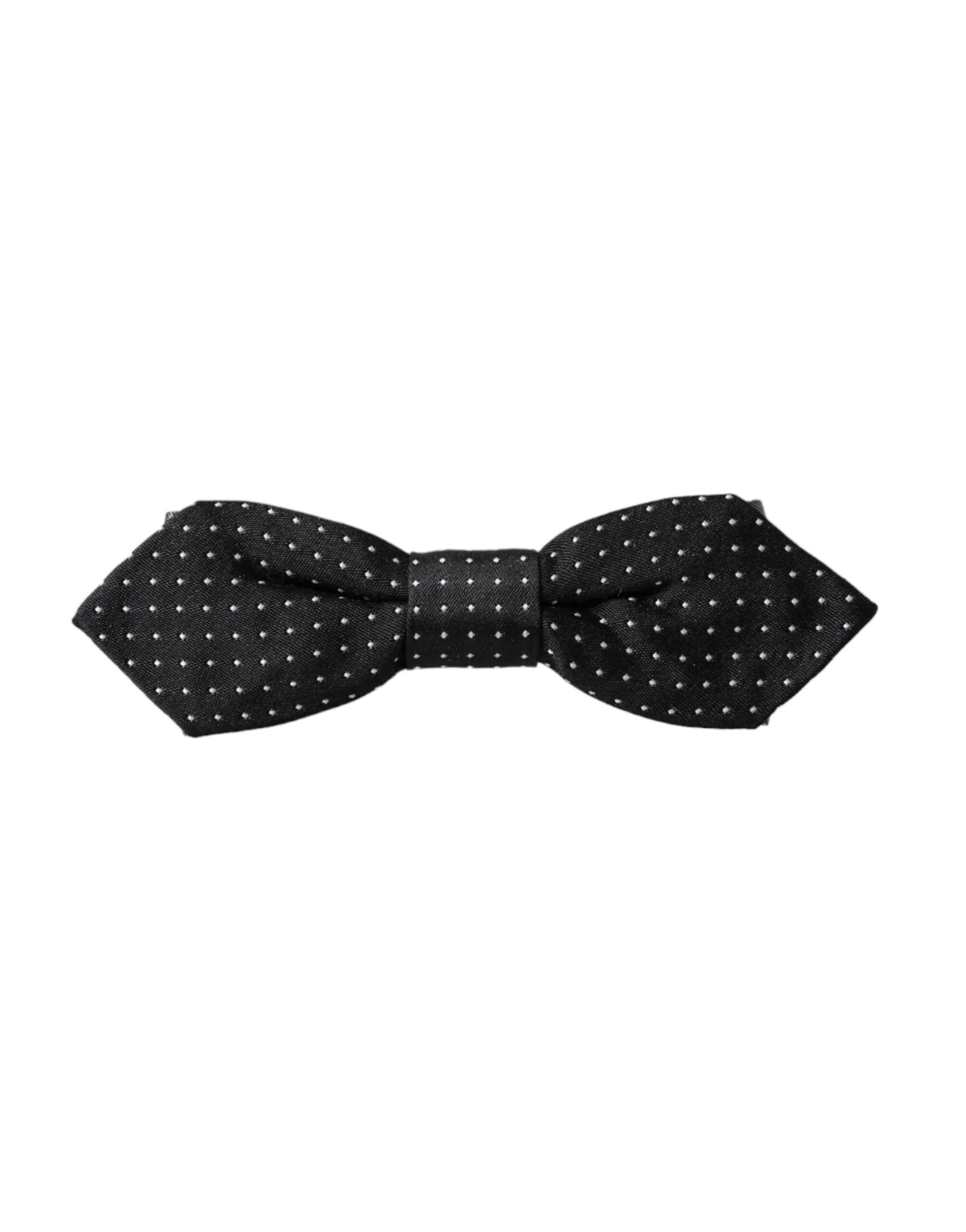 Dolce & Gabbana Black Silk Polka Dot Adjustable Neck Men Papillon Bow Men's Tie