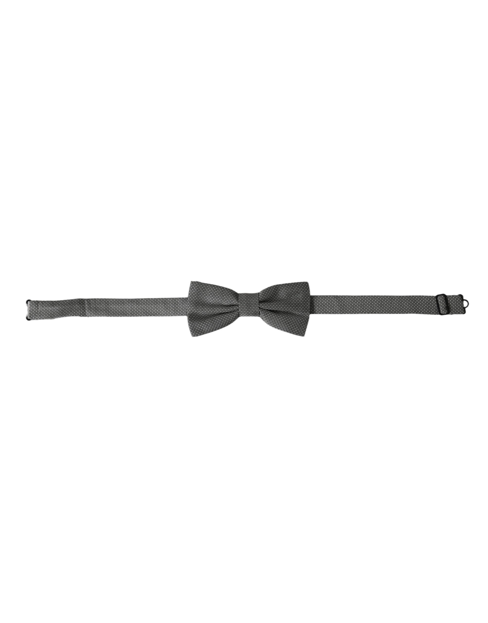 Dolce & Gabbana Gray Silk Patterned Adjustable Neck Men Papillon Bow Men's Tie