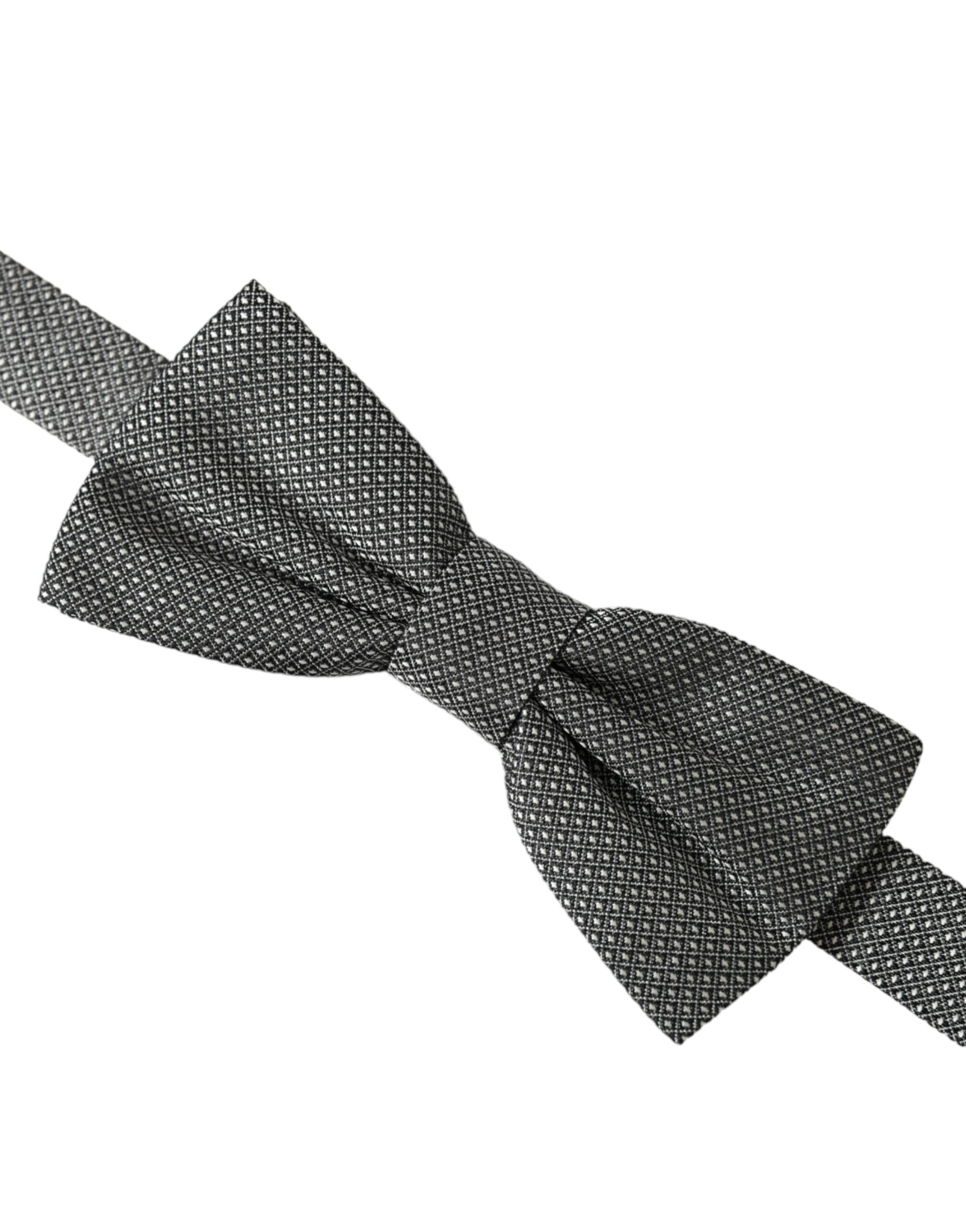 Dolce & Gabbana Gray Silk Patterned Adjustable Neck Men Papillon Bow Men's Tie