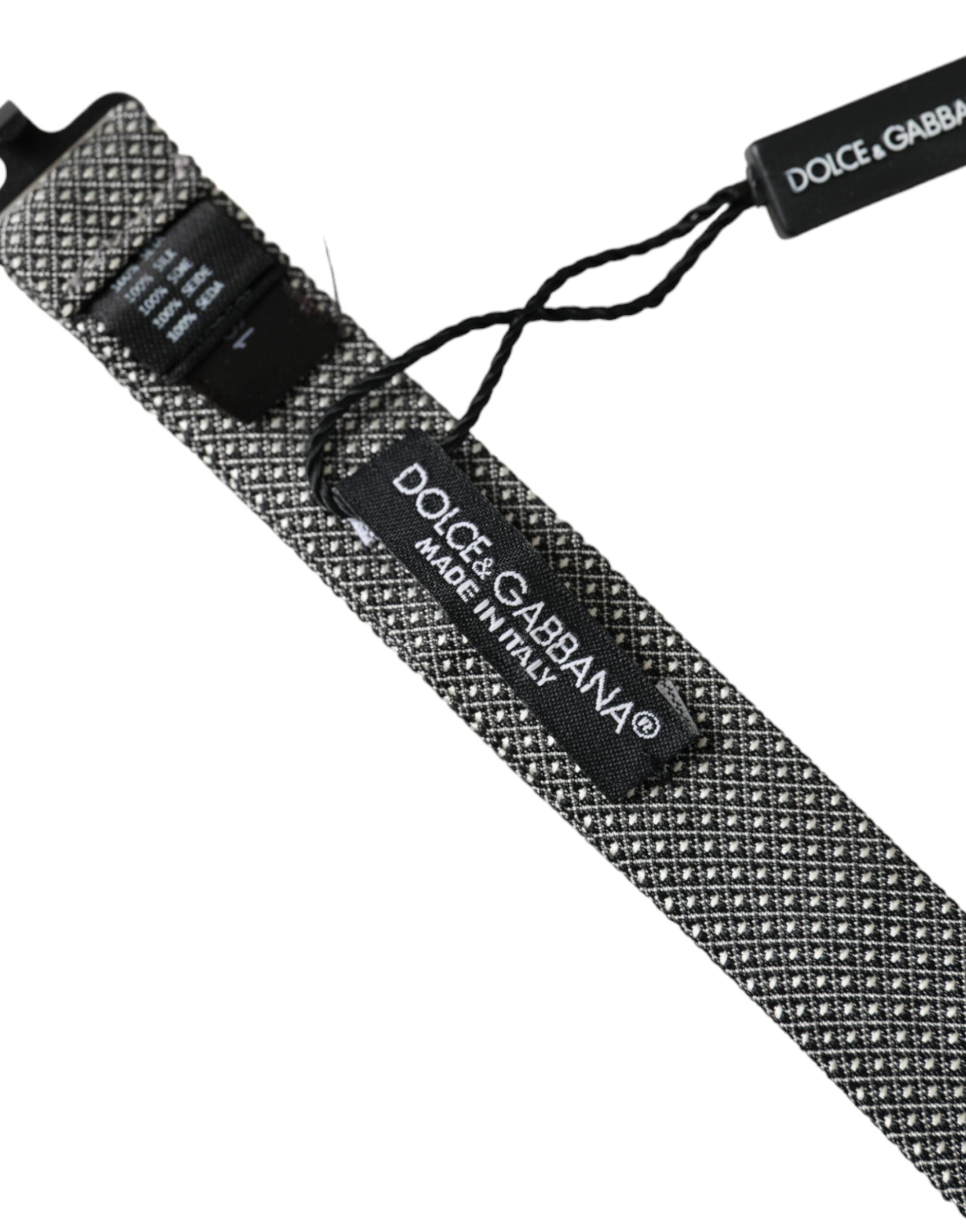 Dolce & Gabbana Gray Silk Patterned Adjustable Neck Men Papillon Bow Men's Tie