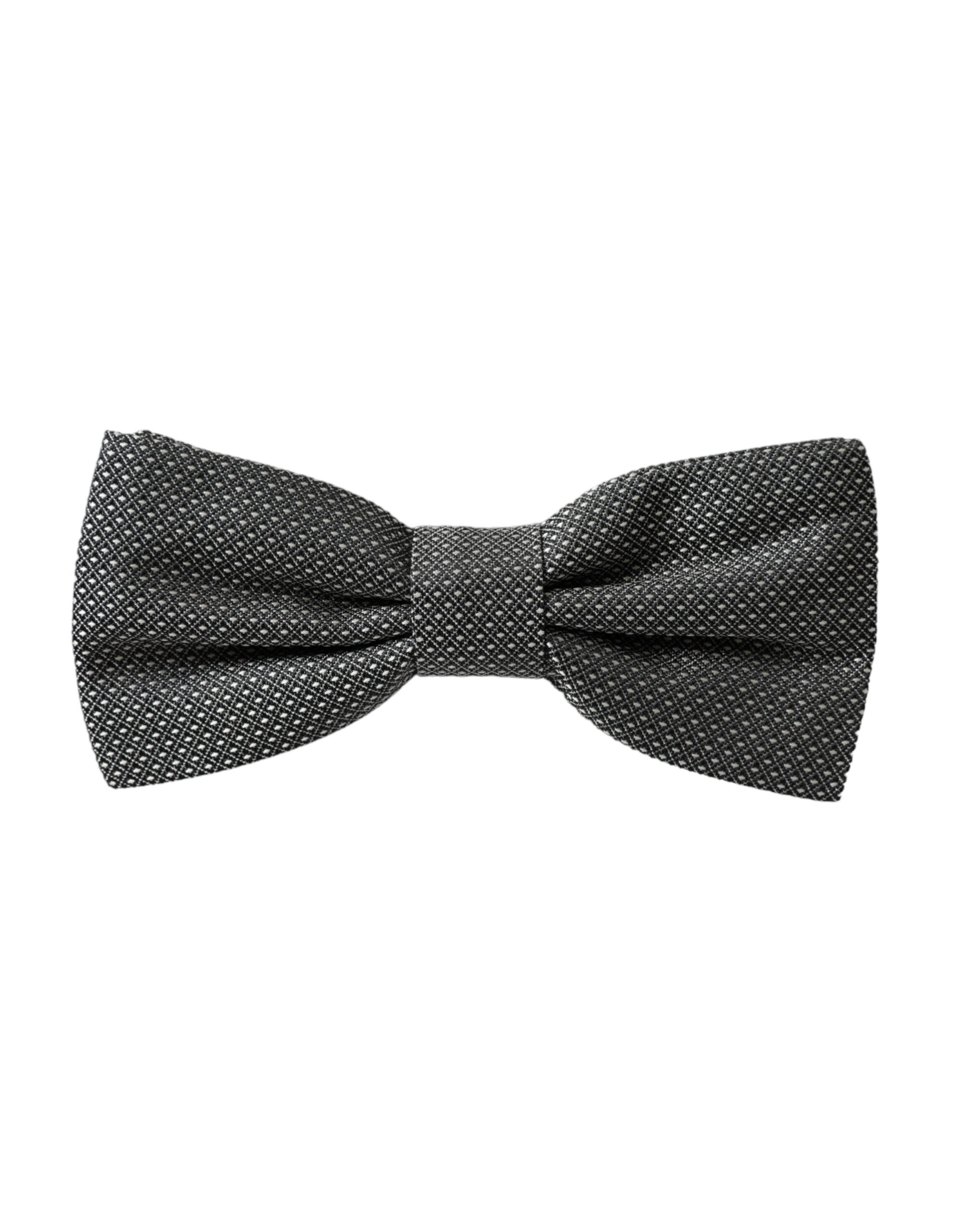 Dolce & Gabbana Gray Silk Patterned Adjustable Neck Men Papillon Bow Men's Tie
