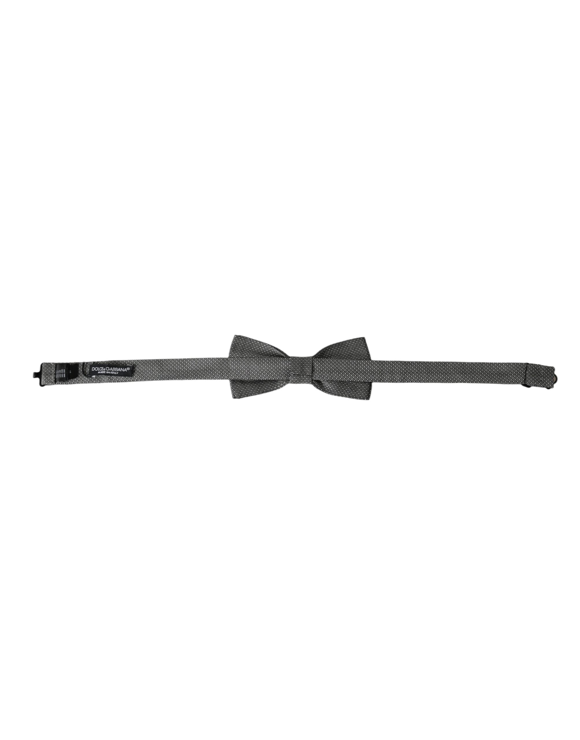 Dolce & Gabbana Gray Silk Patterned Adjustable Neck Men Papillon Bow Men's Tie