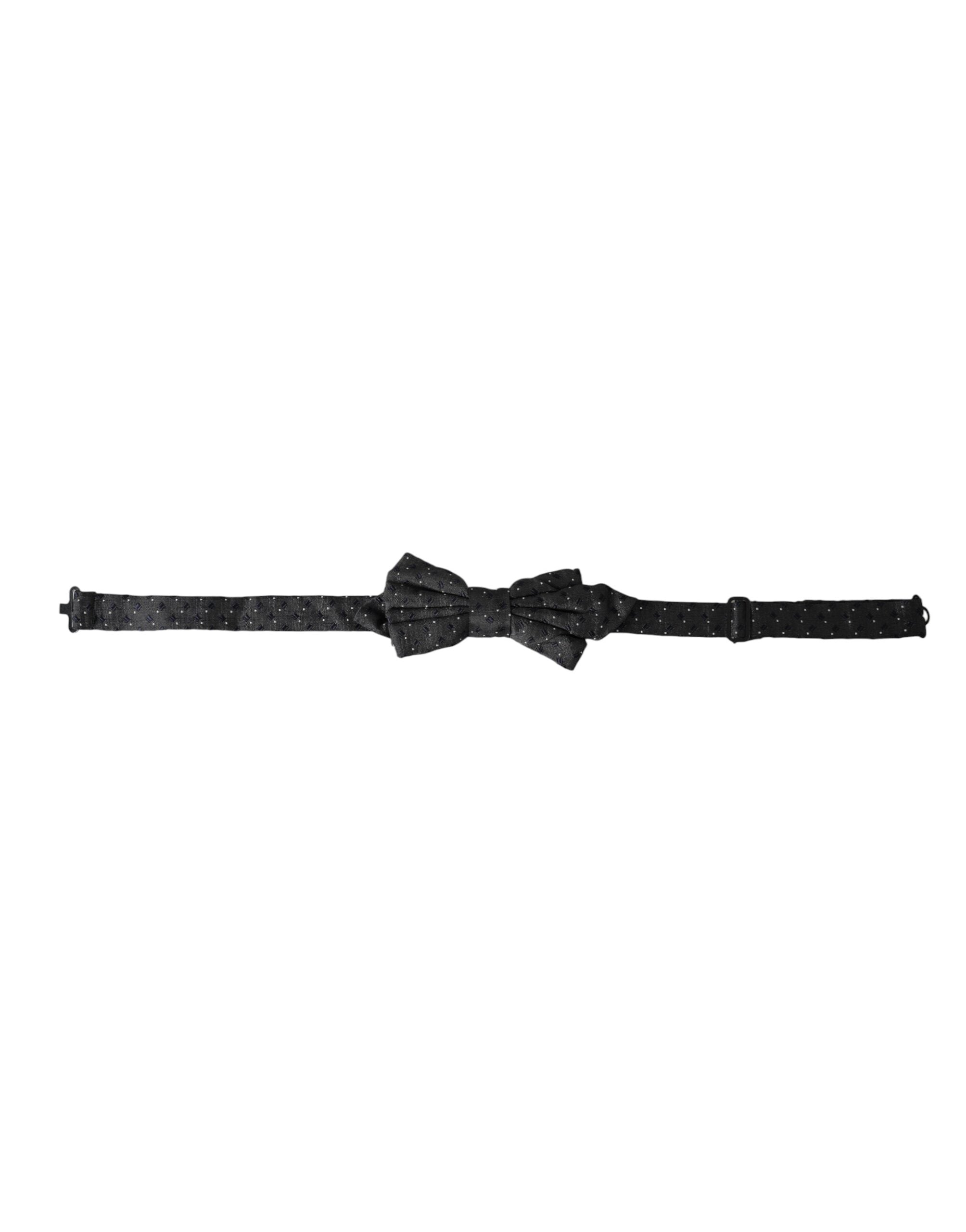 Dolce & Gabbana Black Silk Patterned Adjustable Neck Men Papillon Bow Men's Tie